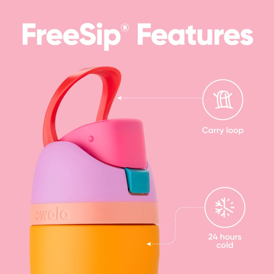 Owala FreeSip Insulated Stainless Steel Water Bottle with Straw, BPA-Free Sports Water Bottle, Great for Travel, 24 Oz, Shy Marshmallow