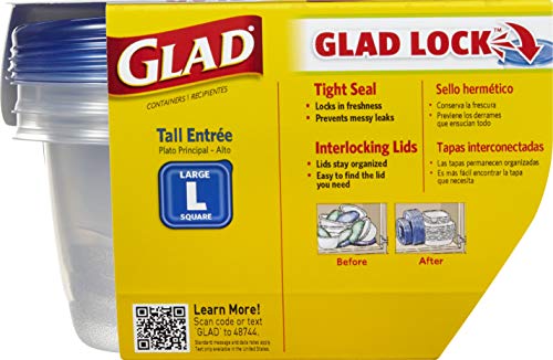 Glad Food Storage Containers, Deep Dish, 64 Ounce, 3 Count
