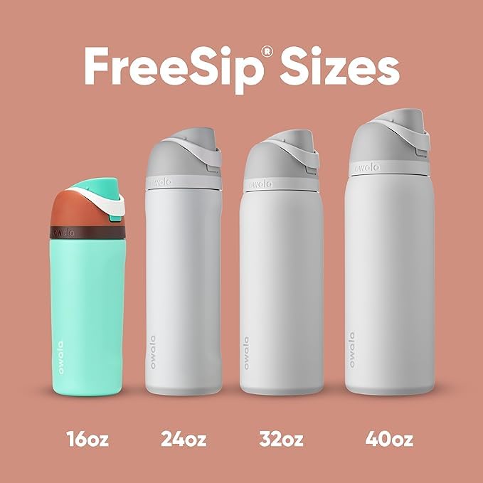 Owala FreeSip Insulated Stainless Steel Water Bottle with Straw, BPA-Free Sports Water Bottle, Great for Travel, 24 Oz, Shy Marshmallow