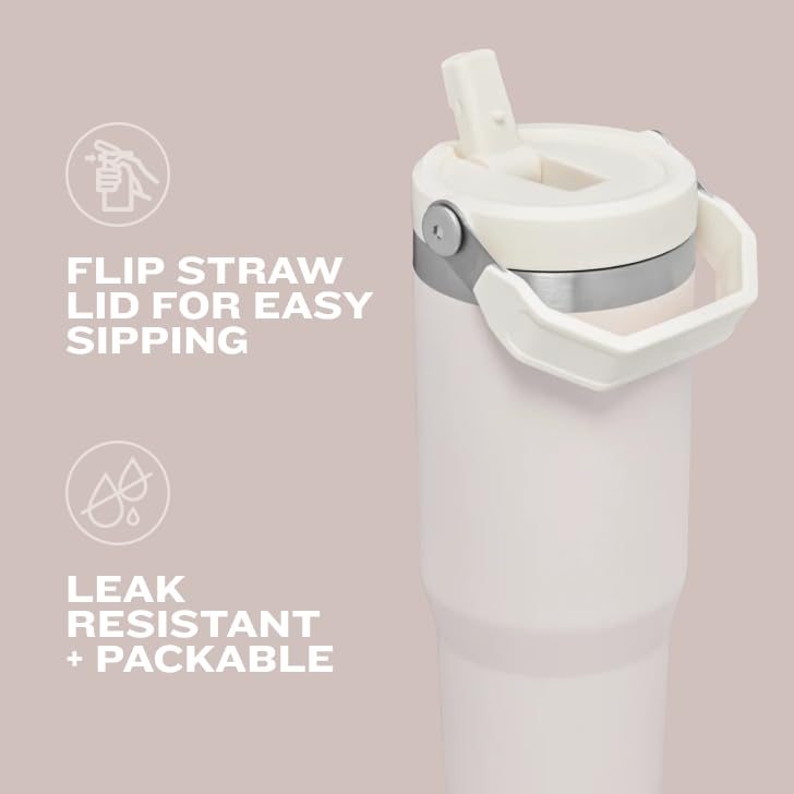 Stanley IceFlow Stainless Steel Tumbler - Vacuum Insulated Water Bottle for Home, Office or Car Reusable Cup with Straw Leak Resistant Flip Cold for 12 Hours or Iced for 2 Days, Black 2.0, 30oz