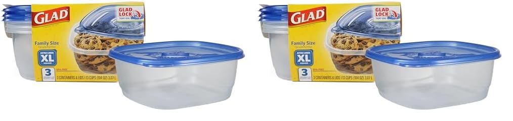 Glad Food Storage Containers, Deep Dish, 64 Ounce, 3 Count