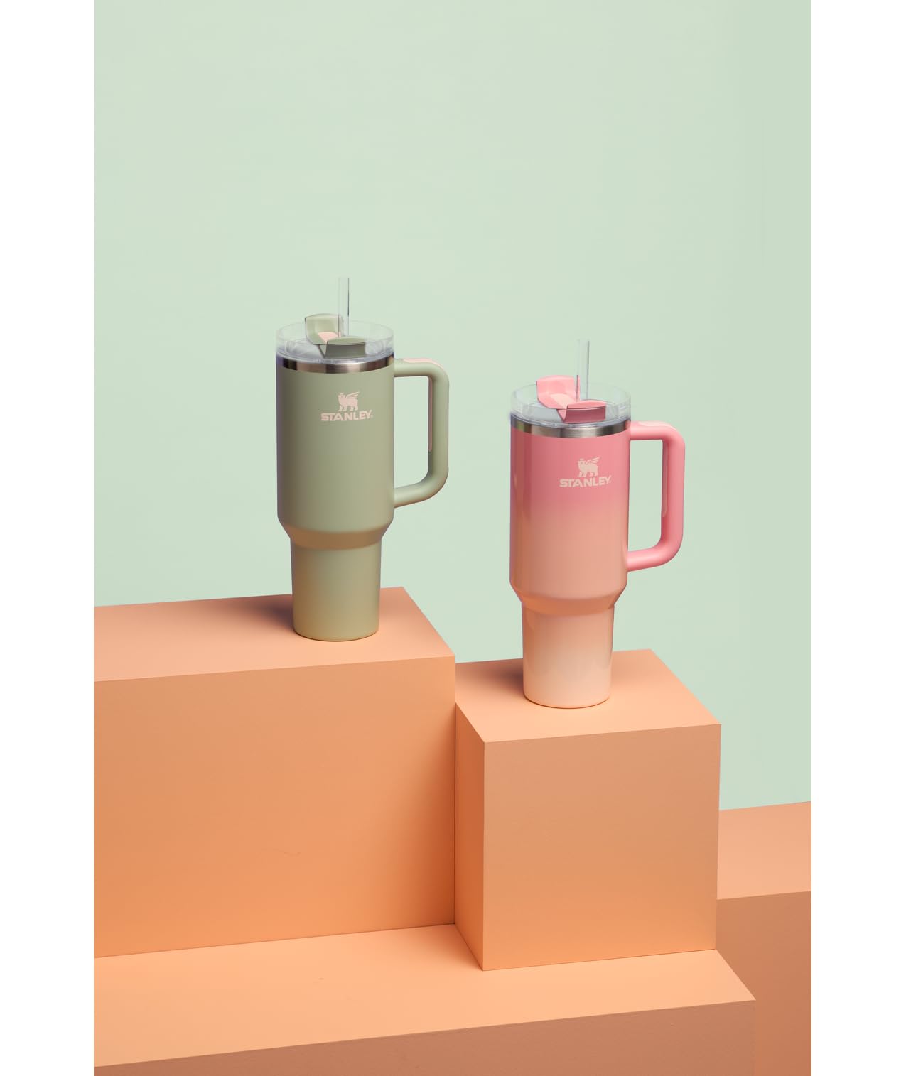 Stanley Quencher H2.0 Tumbler with Handle and Straw 30 oz | Flowstate 3-Position Lid | Cup Holder Compatible for Travel | Insulated Stainless Steel Cup | BPA-Free | Rose Quartz 2.0