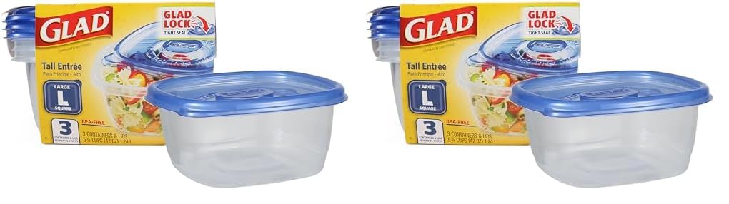 Glad Food Storage Containers, Deep Dish, 64 Ounce, 3 Count