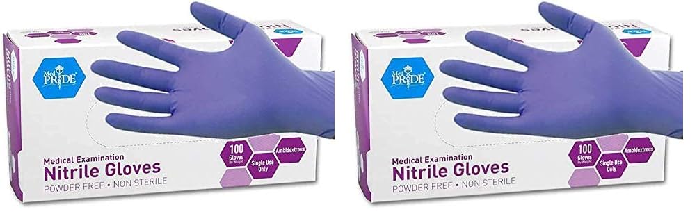 MedPride Powder-Free Nitrile Exam Gloves, Iris Blue, Medium, Box/100