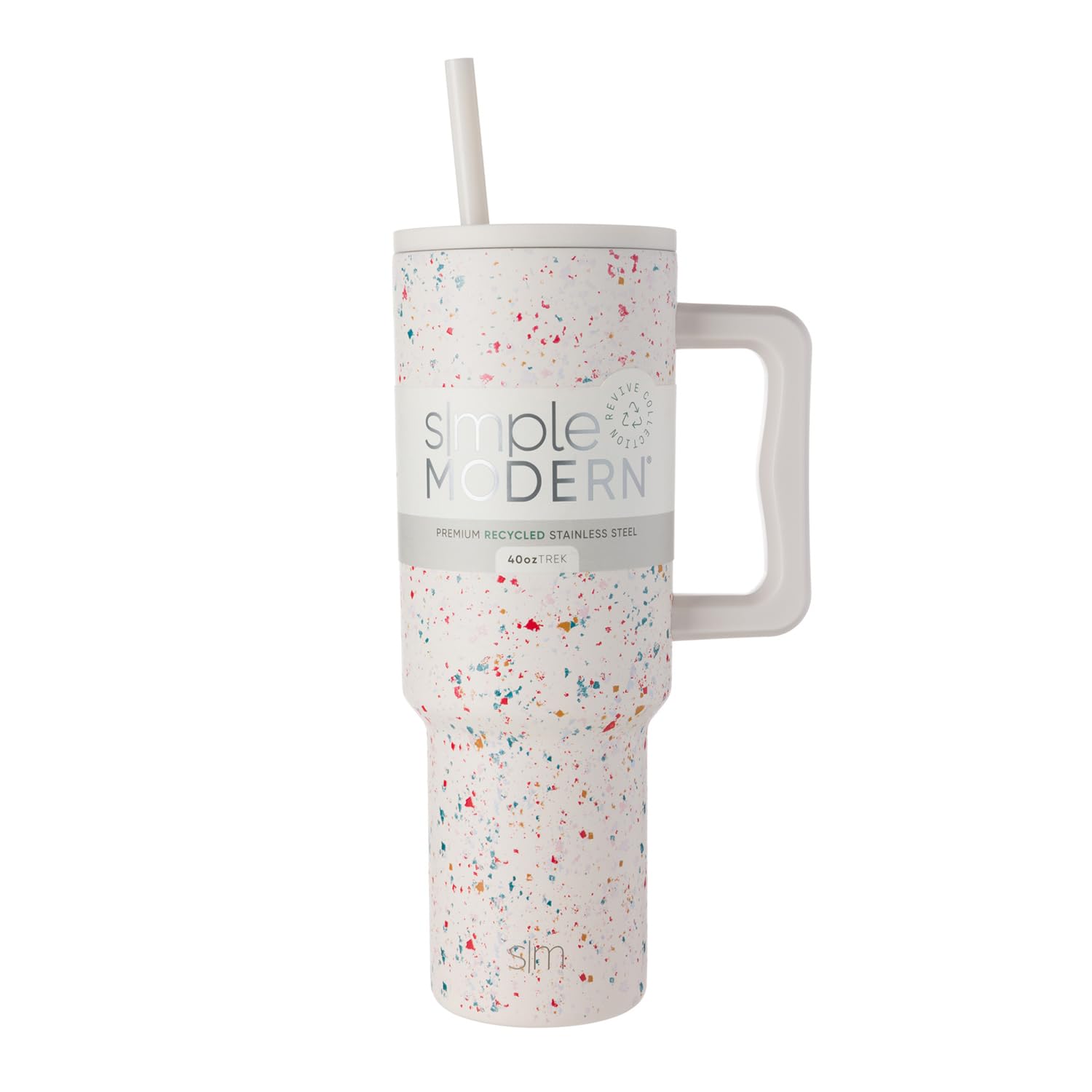 Simple Modern 40 oz Trek Tumbler with Handle and Straw Lid | Cup Holder Friendly Insulated Stainless Steel Travel Mug | Almond Birch