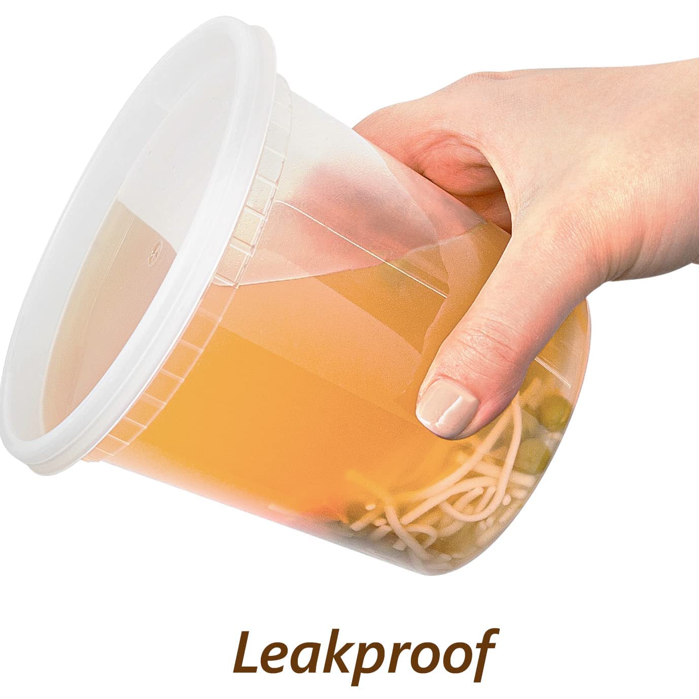 DuraHome - Deli food Storage Containers with Lids 32 oz, Quart Pack of 24 Leak-proof Freezer Safe Microwaveable Soup Storage Container - Clear Plastic Premium Quality
