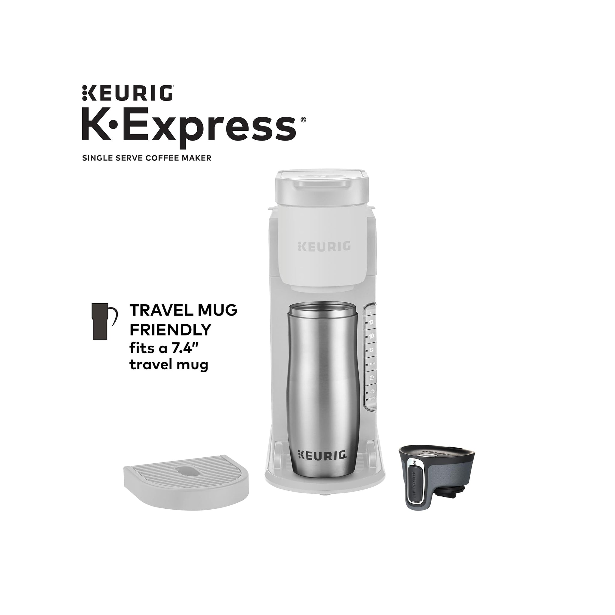 Keurig K-Express Single Serve K-Cup Pod Coffee Maker, 3 Brew Sizes, Strong Button Feature, 42oz Removable Reservoir, Black