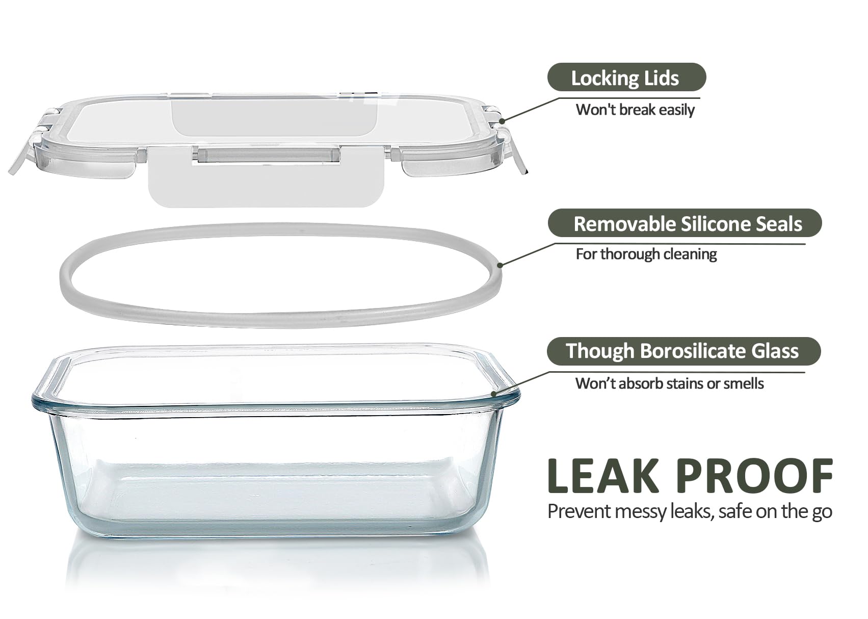 [10-Pack] Glass Meal Prep Containers with Lids, MCIRCO Food Storage Containers with Snap Locking Lids, Airtight Lunch Containers, Microwave, Oven, Freezer and Dishwasher