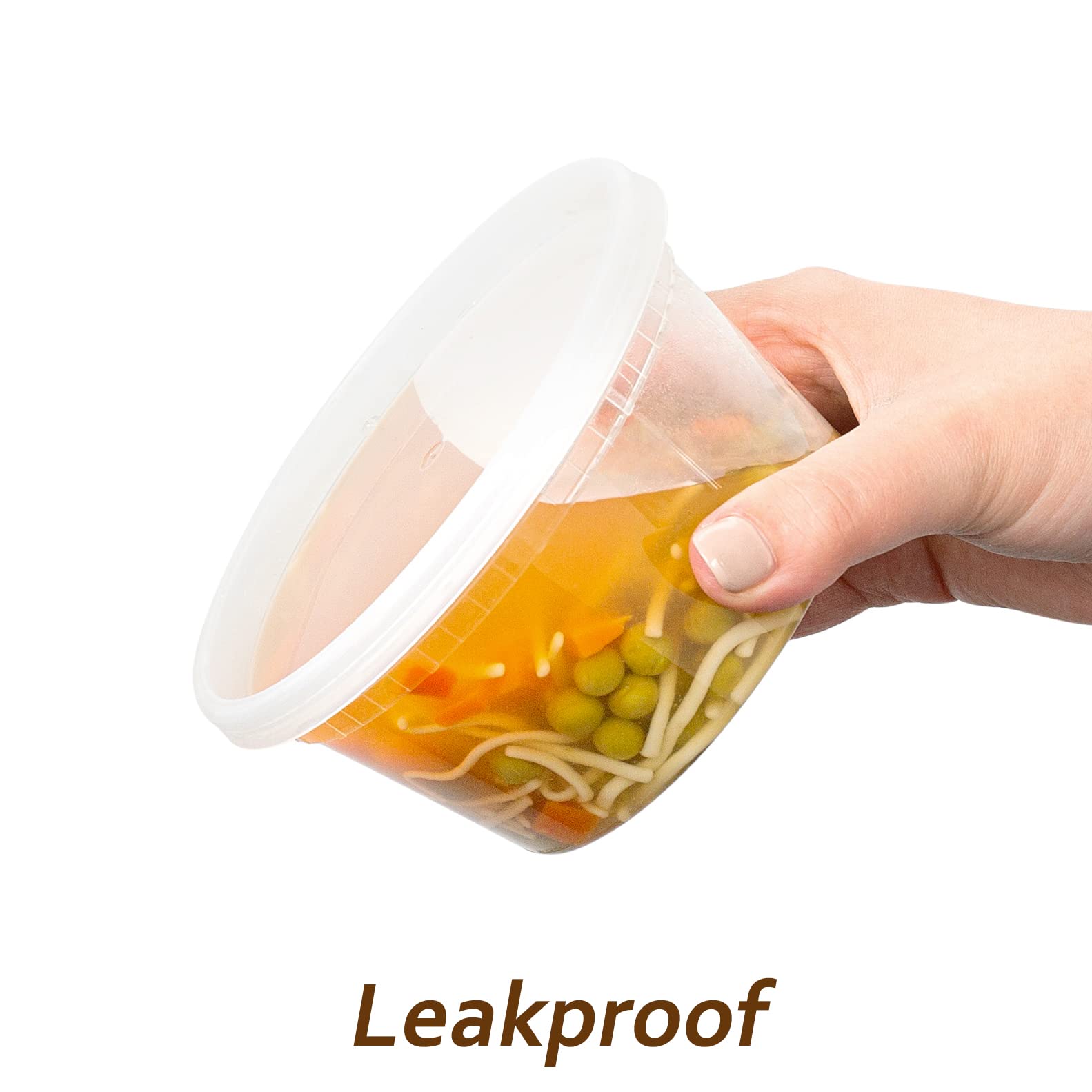 DuraHome - Deli food Storage Containers with Lids 32 oz, Quart Pack of 24 Leak-proof Freezer Safe Microwaveable Soup Storage Container - Clear Plastic Premium Quality