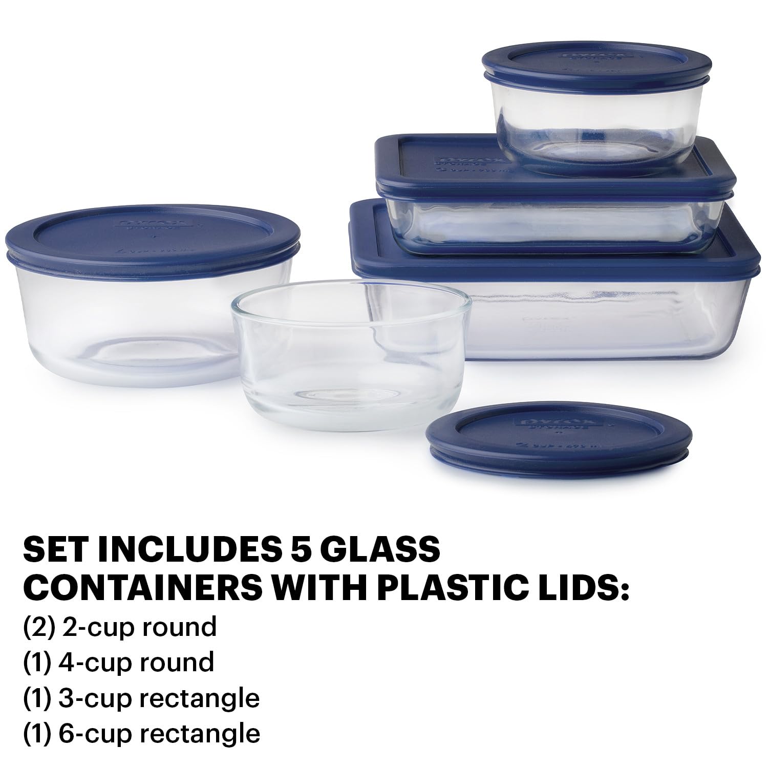 Pyrex Simply Store (12-Pack) Glass Food Storage Containers Set, (1, 2, & 3 Cup) Meal Prep Containers With BPA-Free Lids, Dishwasher & Microwave Safe