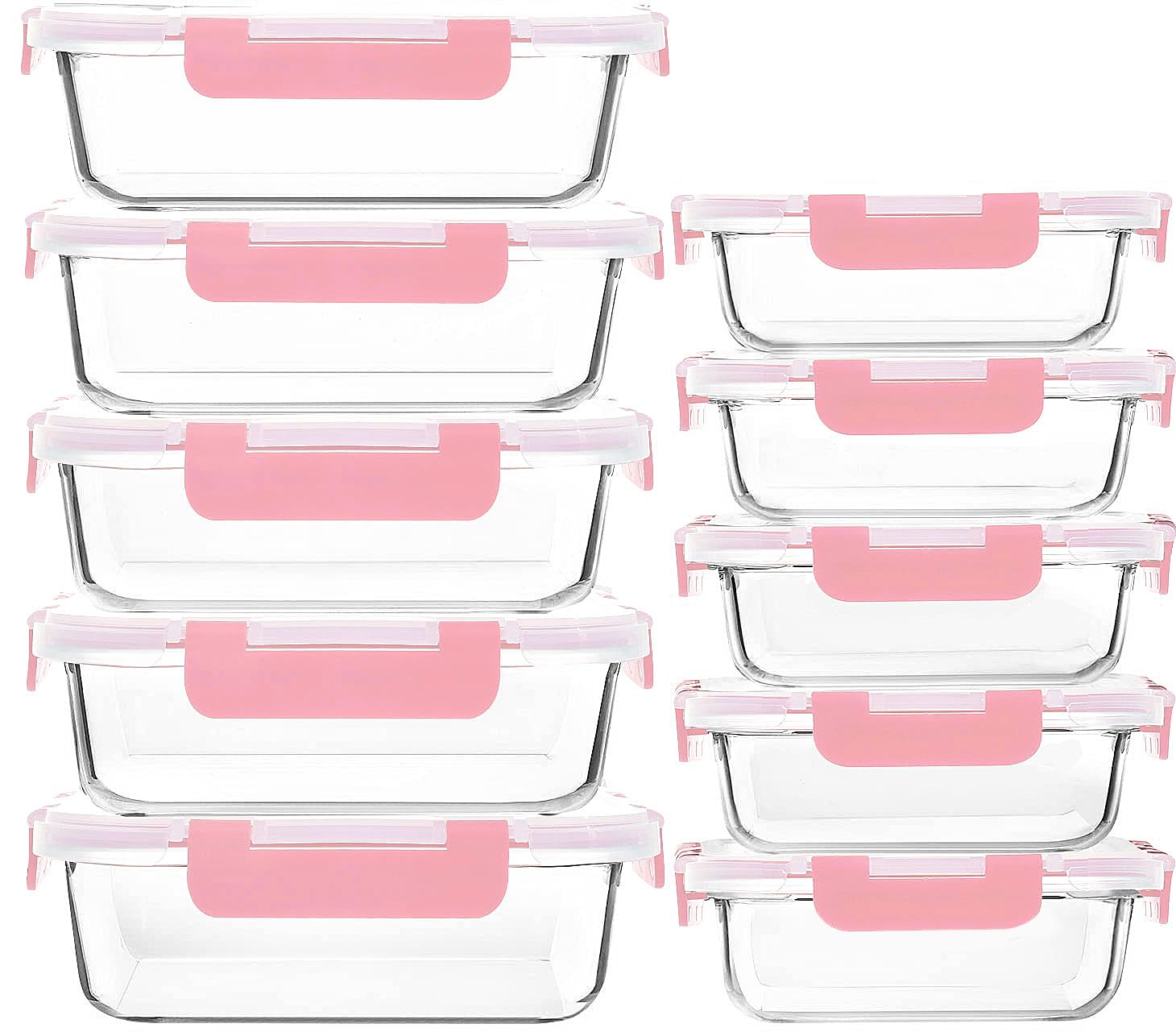 [10-Pack] Glass Meal Prep Containers with Lids, MCIRCO Food Storage Containers with Snap Locking Lids, Airtight Lunch Containers, Microwave, Oven, Freezer and Dishwasher
