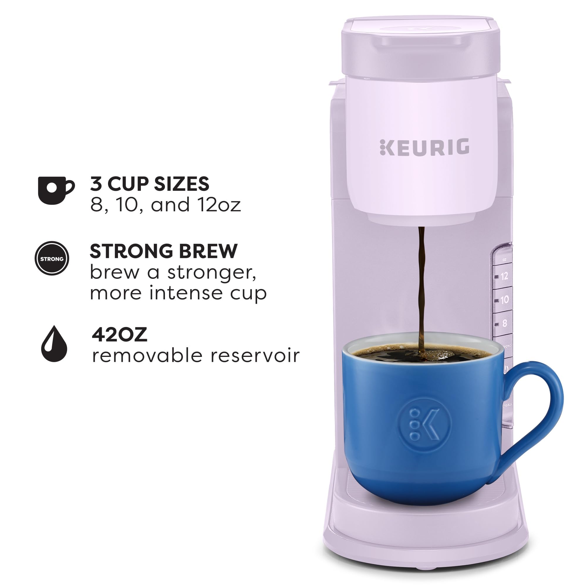 Keurig K-Express Single Serve K-Cup Pod Coffee Maker, 3 Brew Sizes, Strong Button Feature, 42oz Removable Reservoir, Black