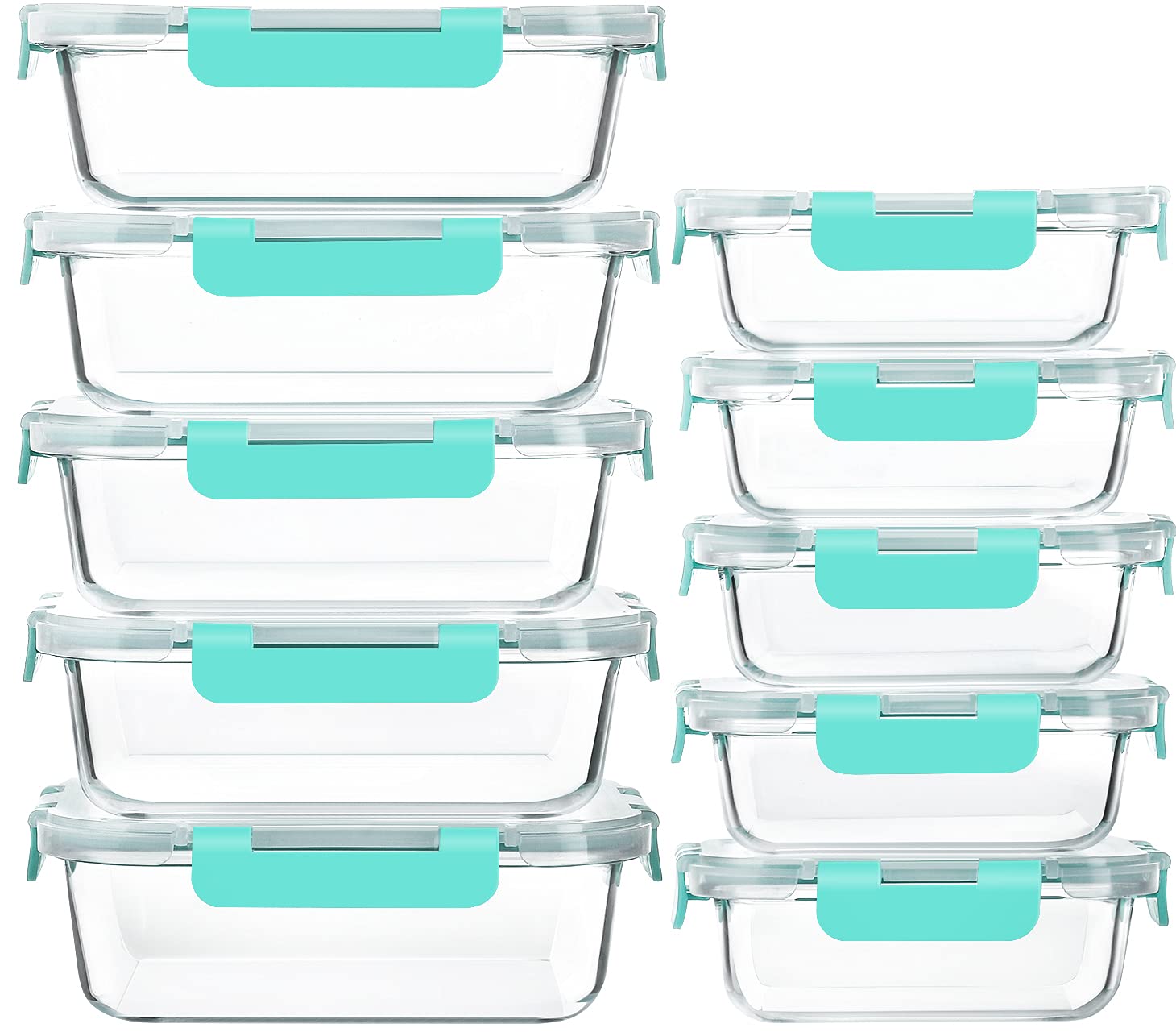 [10-Pack] Glass Meal Prep Containers with Lids, MCIRCO Food Storage Containers with Snap Locking Lids, Airtight Lunch Containers, Microwave, Oven, Freezer and Dishwasher