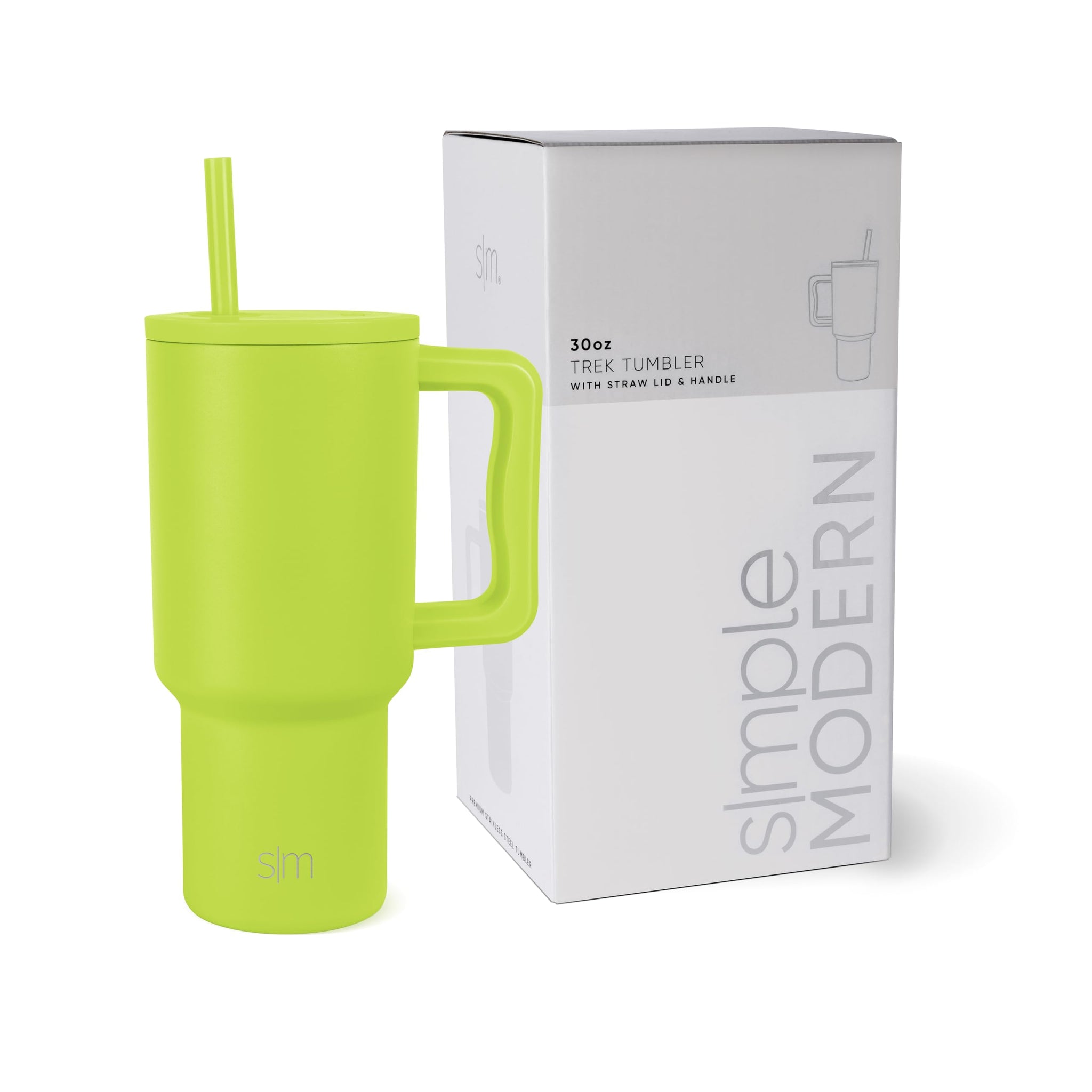 Simple Modern 40 oz Trek Tumbler with Handle and Straw Lid | Cup Holder Friendly Insulated Stainless Steel Travel Mug | Almond Birch