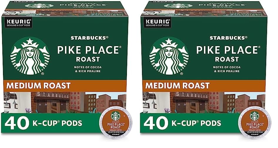 Starbucks K-Cup Coffee Pods, Medium Roast Coffee, Pike Place Roast for Keurig Brewers, 100% Arabica, 4 boxes (96 pods total)