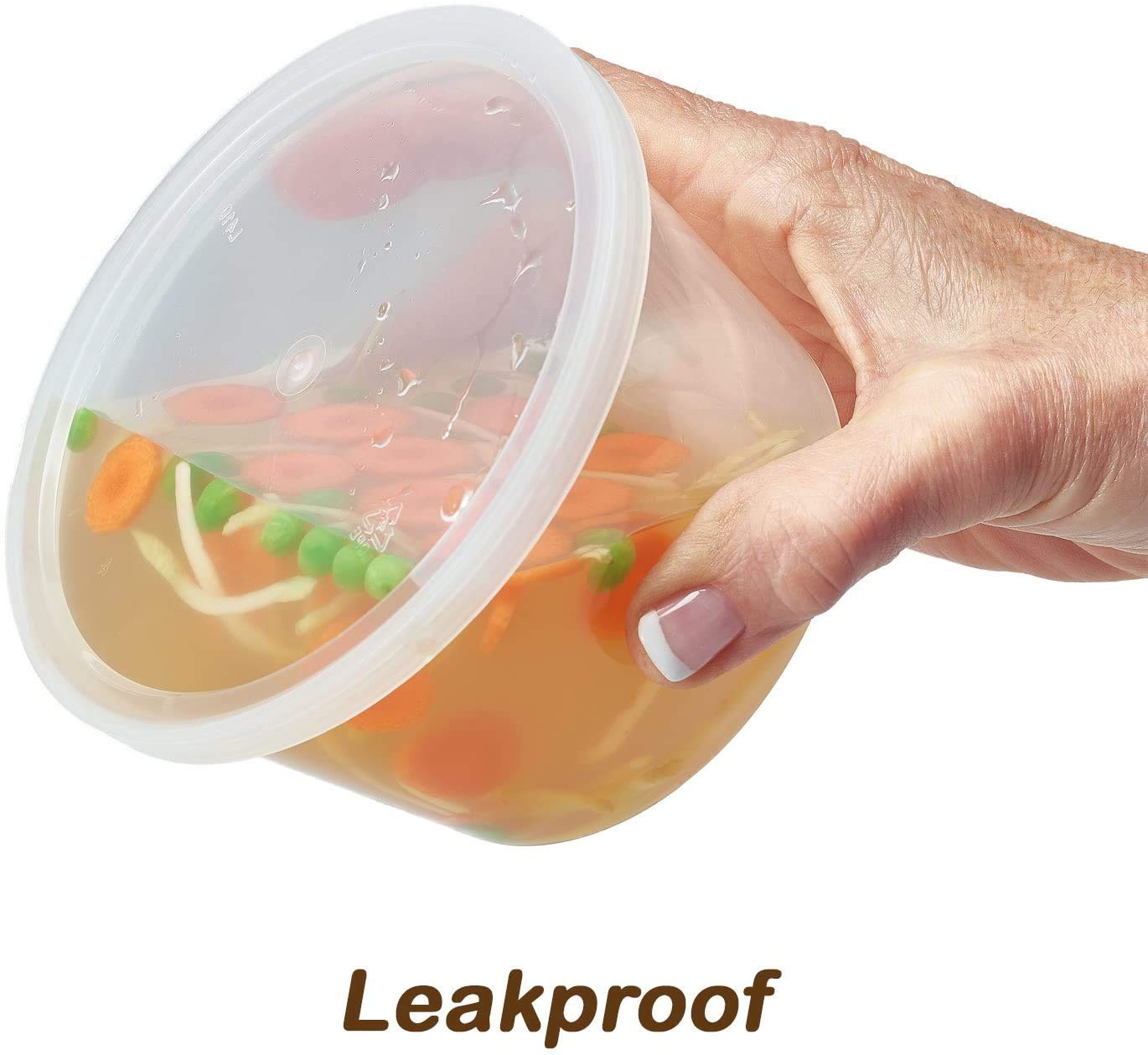 DuraHome - Deli food Storage Containers with Lids 32 oz, Quart Pack of 24 Leak-proof Freezer Safe Microwaveable Soup Storage Container - Clear Plastic Premium Quality