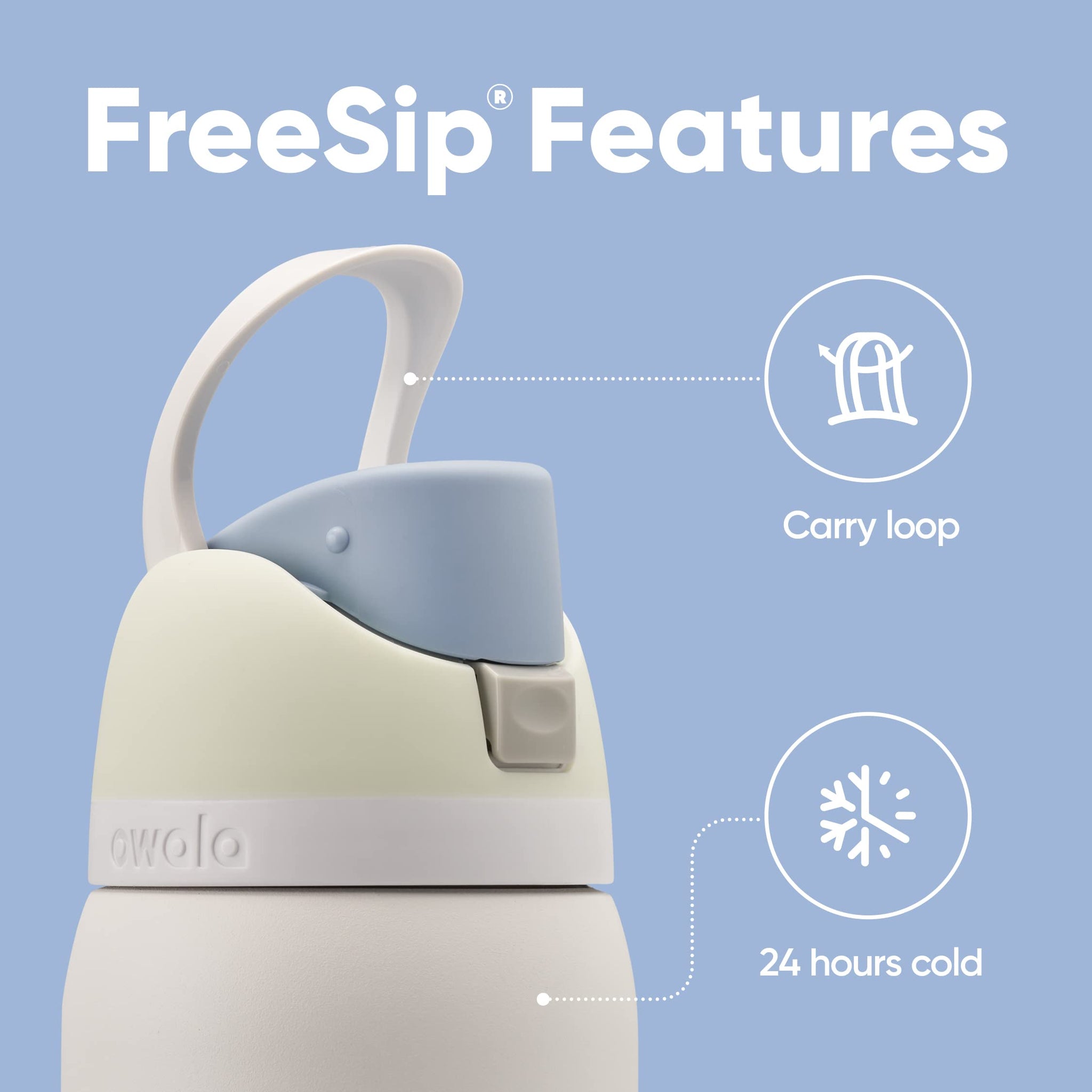 Owala FreeSip Insulated Stainless Steel Water Bottle with Straw, BPA-Free Sports Water Bottle, Great for Travel, 24 Oz, Shy Marshmallow