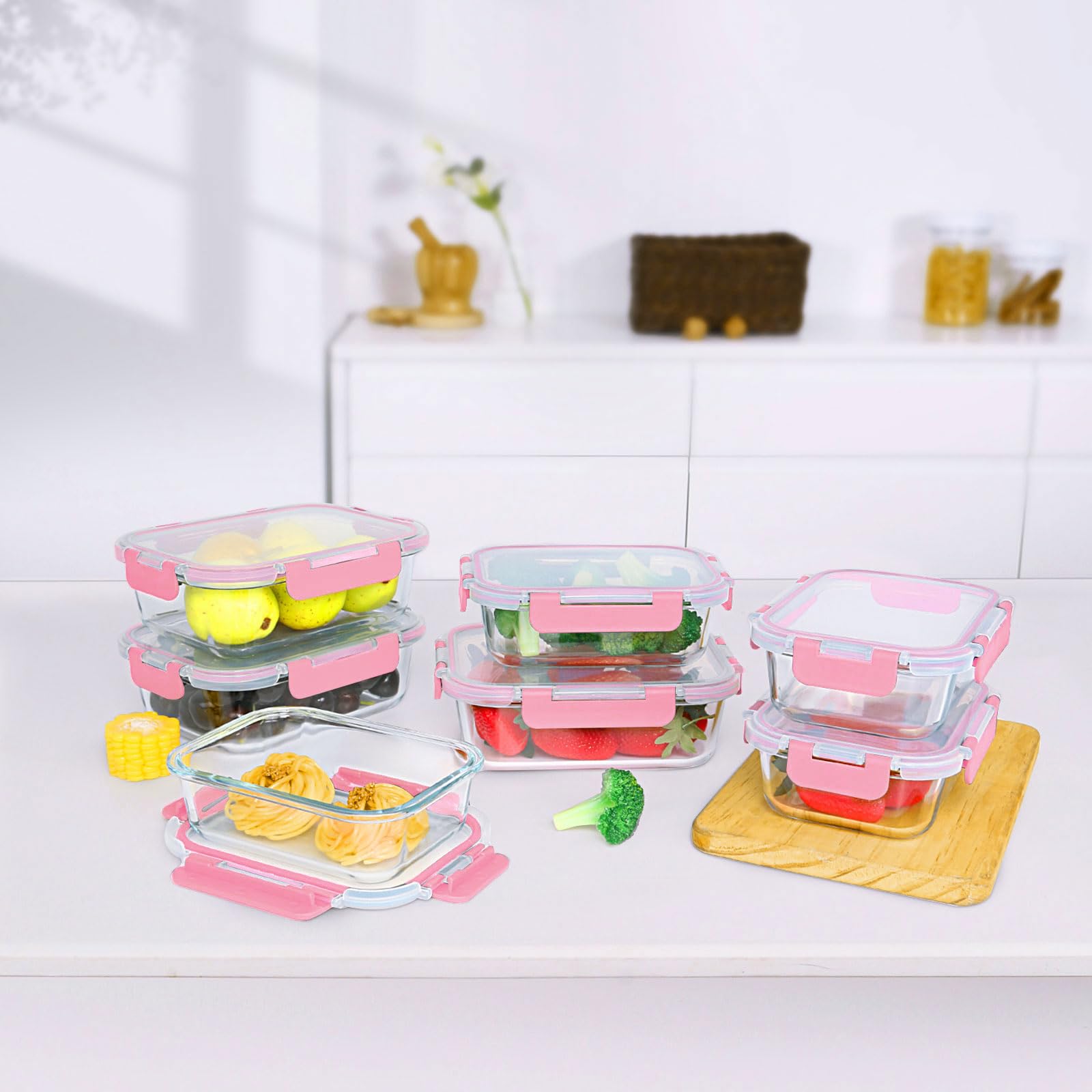 [10-Pack] Glass Meal Prep Containers with Lids, MCIRCO Food Storage Containers with Snap Locking Lids, Airtight Lunch Containers, Microwave, Oven, Freezer and Dishwasher