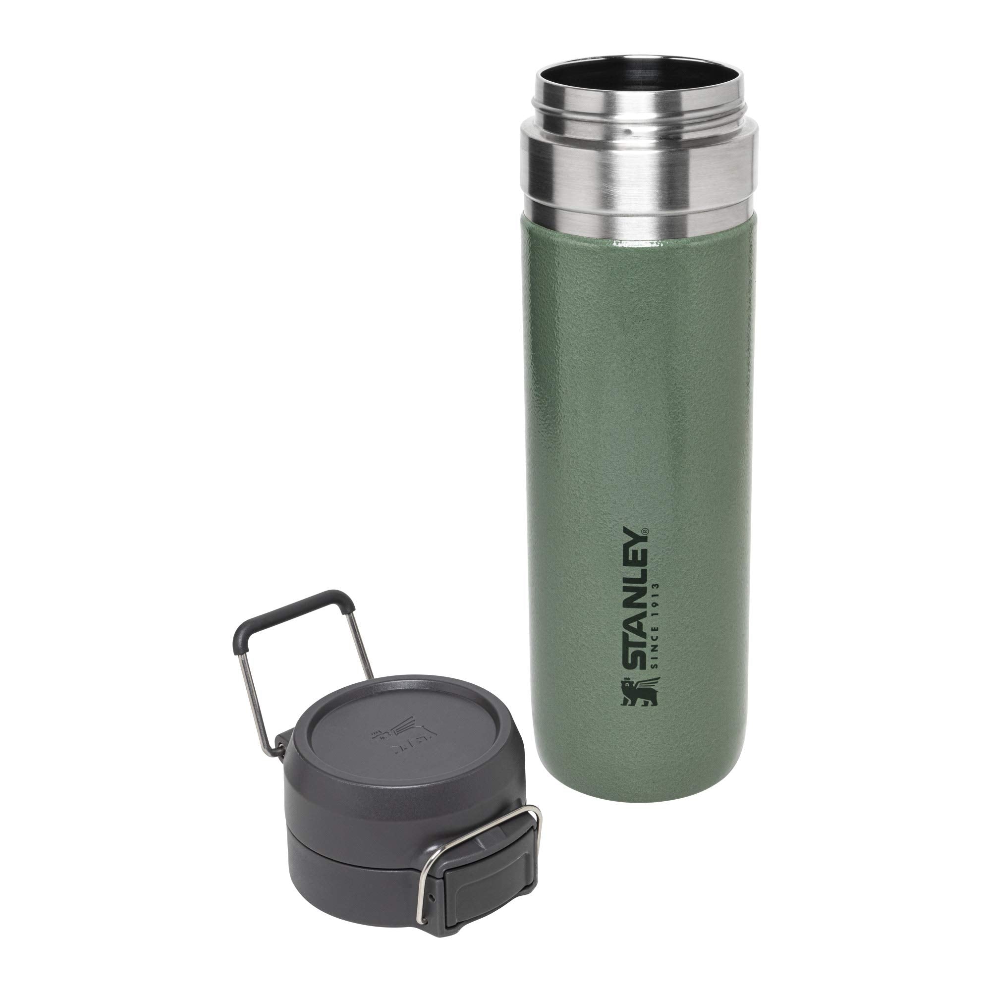 Stanley Quick Flip GO Water Bottle 24 oz | Push Button Lid | Leakproof and Packable for Travel and Sports | Insulated Stainless Steel | BPA-Free | Charcoal
