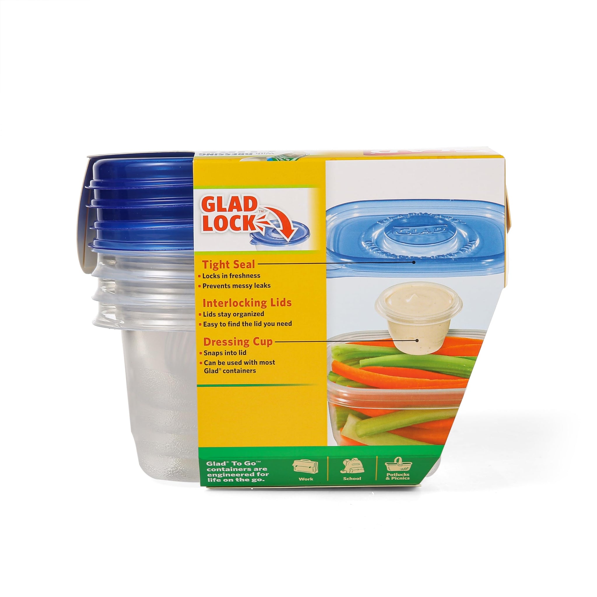 Glad Food Storage Containers, Deep Dish, 64 Ounce, 3 Count
