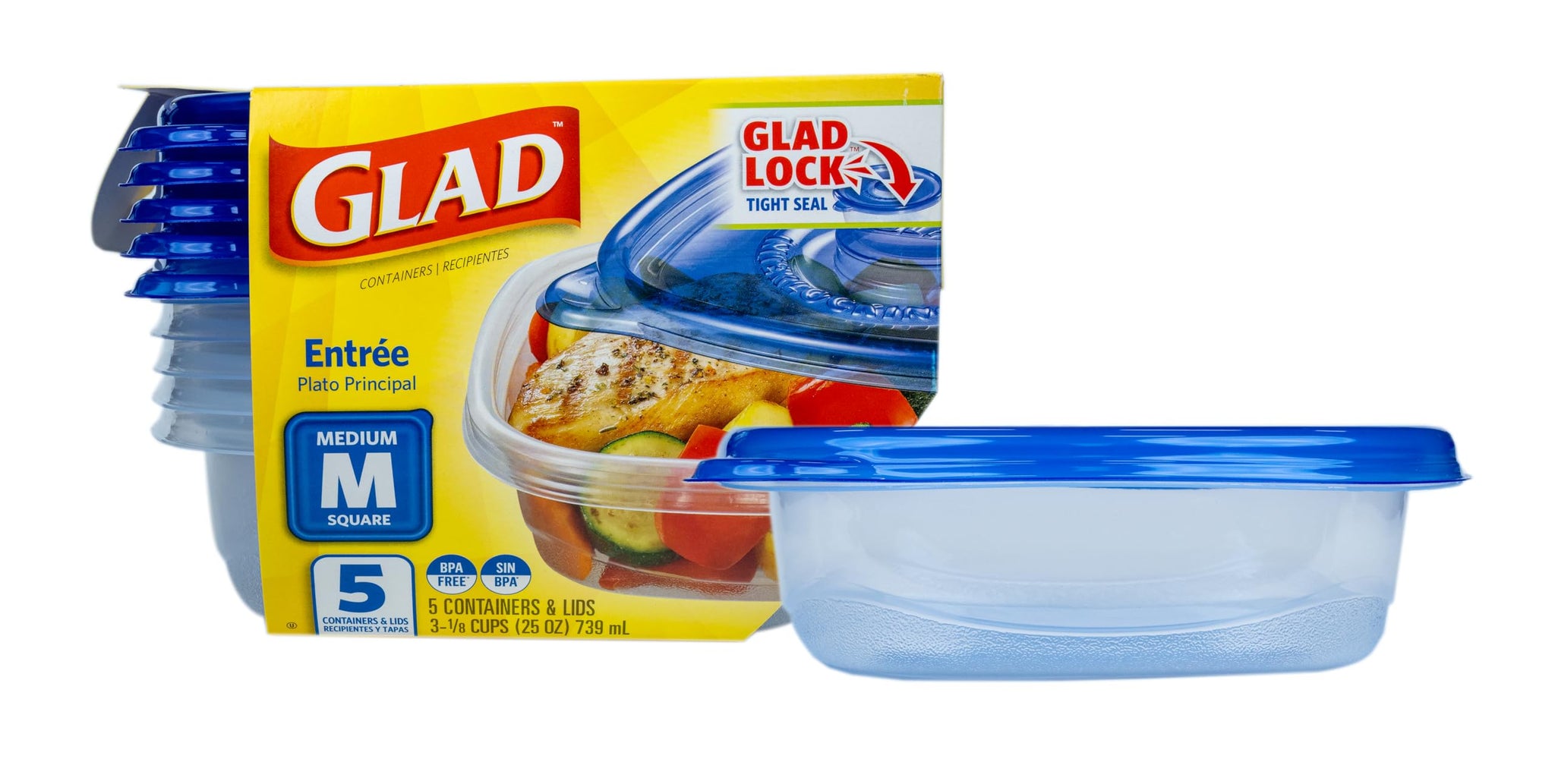 Glad Food Storage Containers, Deep Dish, 64 Ounce, 3 Count