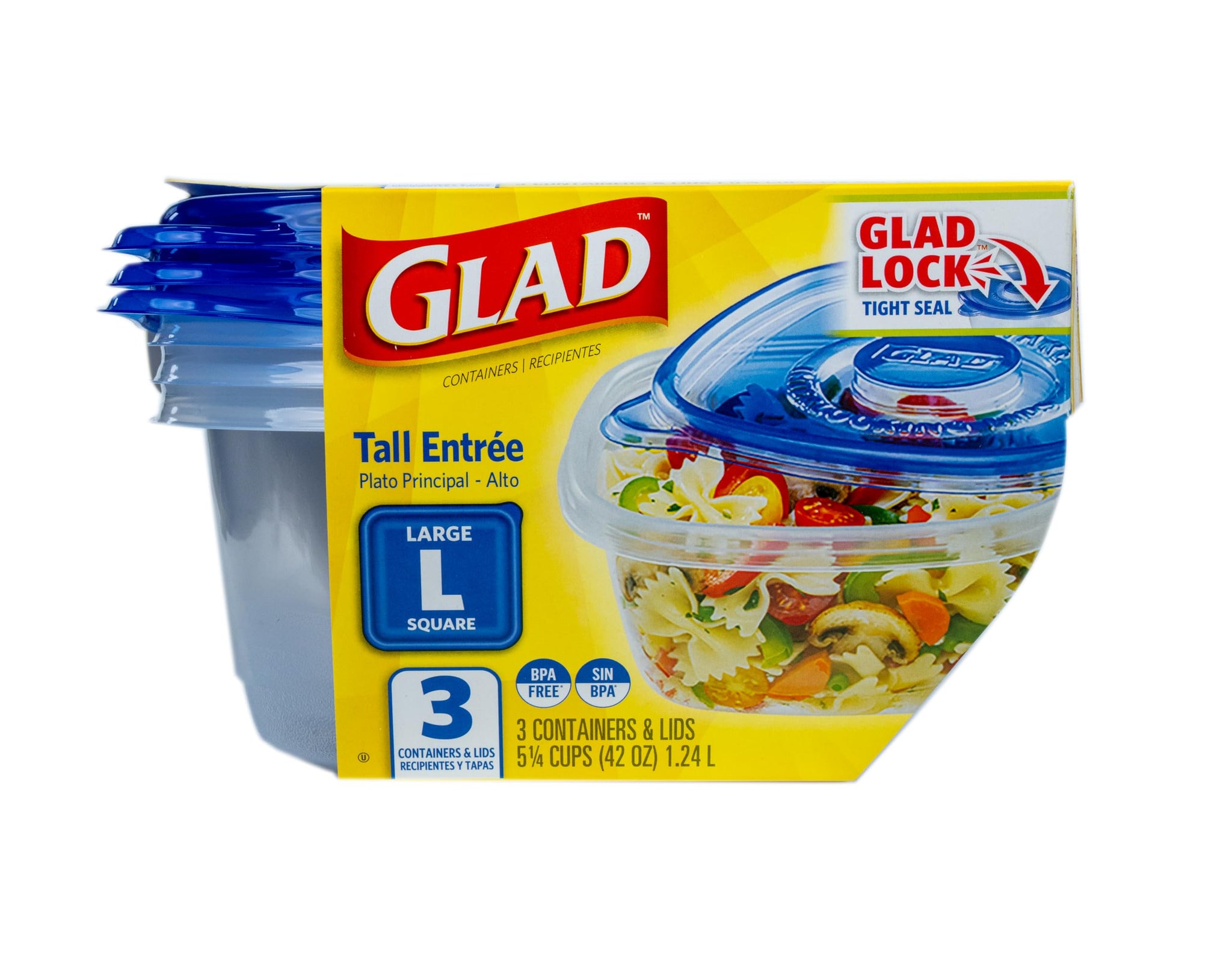 Glad Food Storage Containers, Deep Dish, 64 Ounce, 3 Count