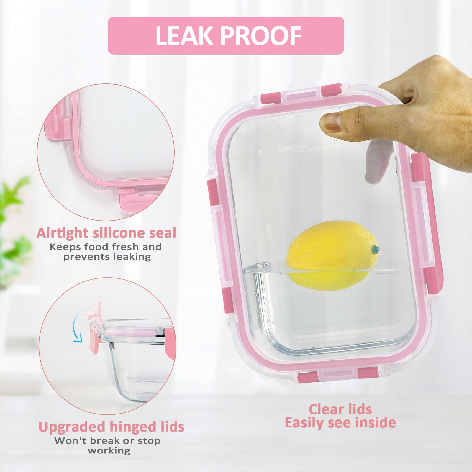 [10-Pack] Glass Meal Prep Containers with Lids, MCIRCO Food Storage Containers with Snap Locking Lids, Airtight Lunch Containers, Microwave, Oven, Freezer and Dishwasher