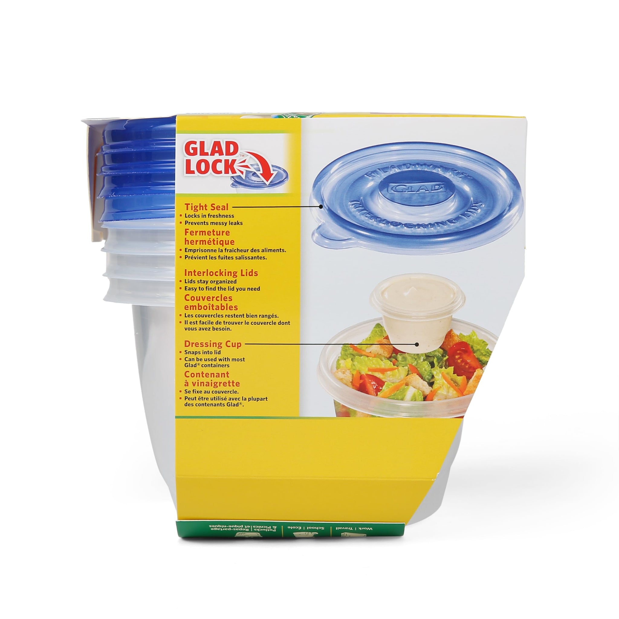 Glad Food Storage Containers, Deep Dish, 64 Ounce, 3 Count