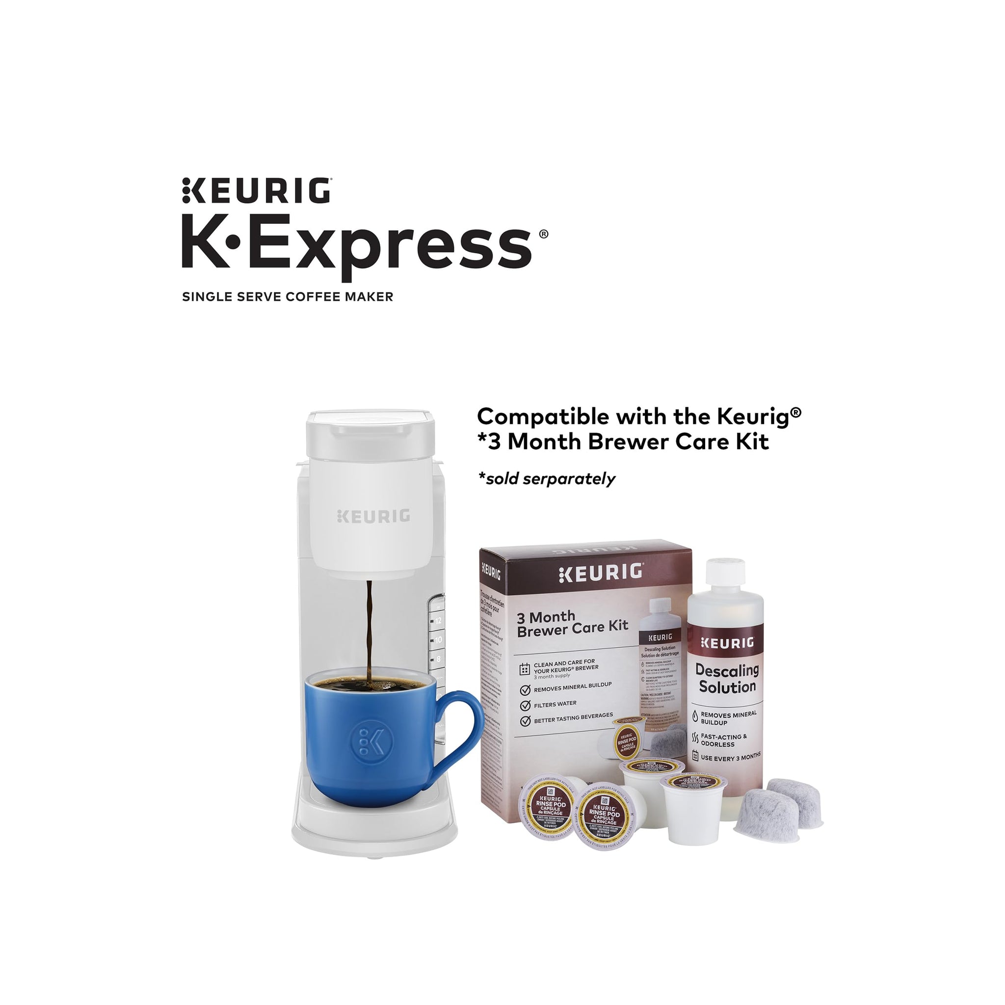 Keurig K-Express Single Serve K-Cup Pod Coffee Maker, 3 Brew Sizes, Strong Button Feature, 42oz Removable Reservoir, Black