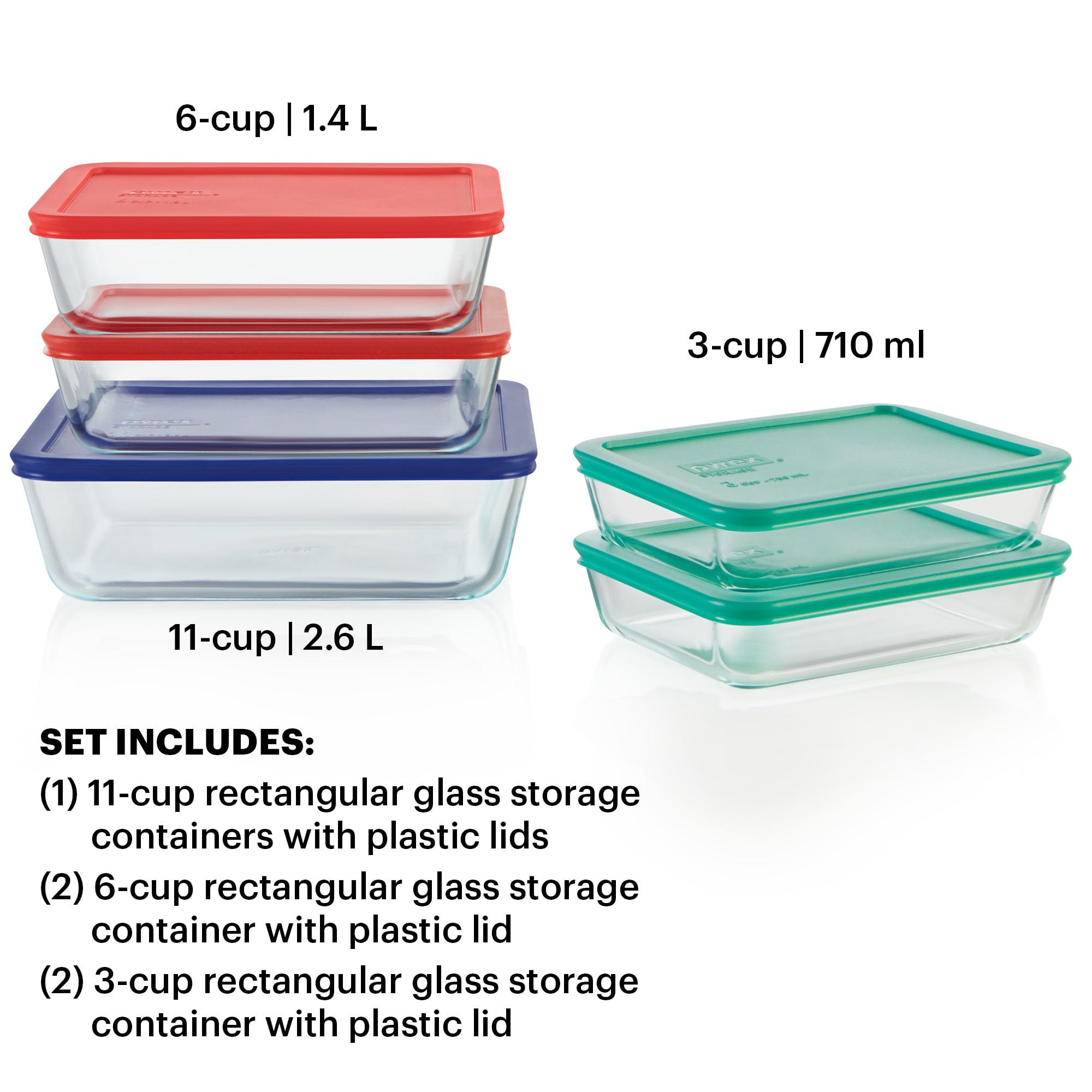 Pyrex Simply Store (12-Pack) Glass Food Storage Containers Set, (1, 2, & 3 Cup) Meal Prep Containers With BPA-Free Lids, Dishwasher & Microwave Safe
