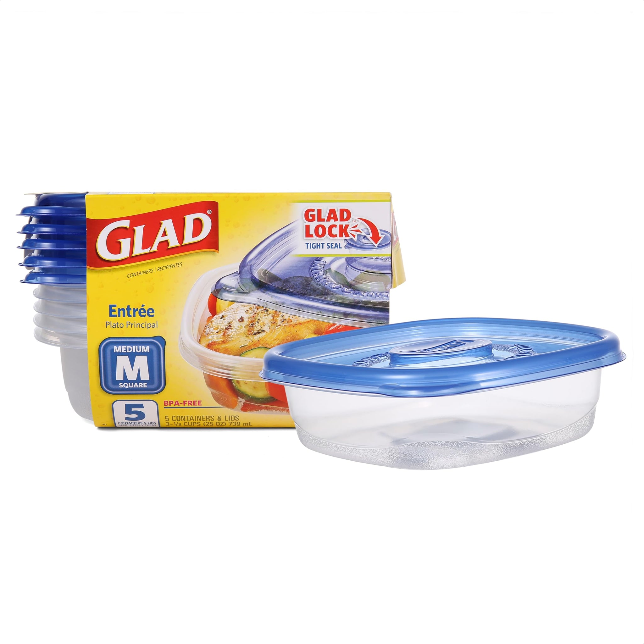Glad Food Storage Containers, Deep Dish, 64 Ounce, 3 Count