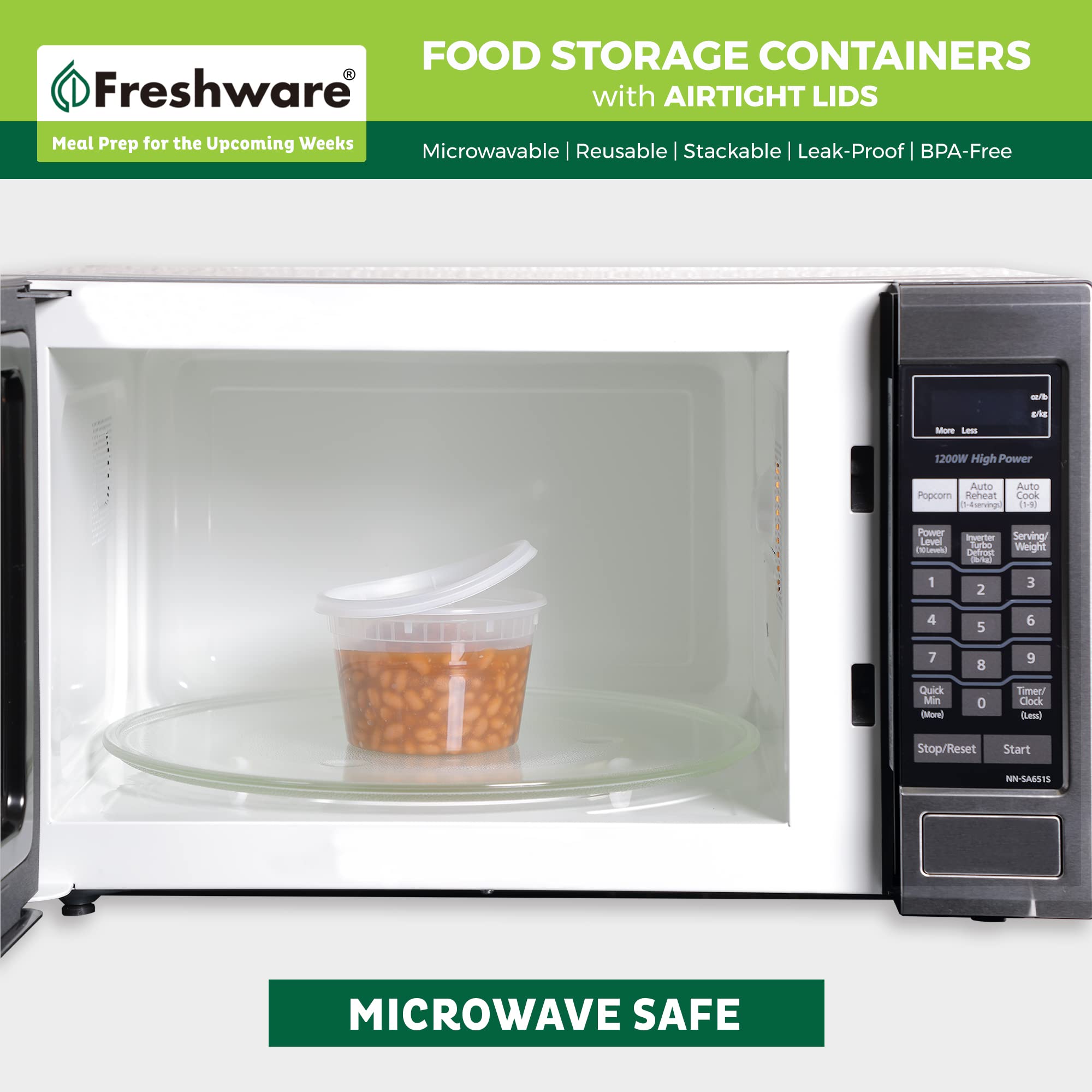 Freshware Food Storage Containers [50 Set] 16 oz Plastic Deli Containers with Lids, Slime, Soup, Meal Prep Containers | BPA Free | Stackable | Leakproof | Microwave/Dishwasher/Freezer Safe