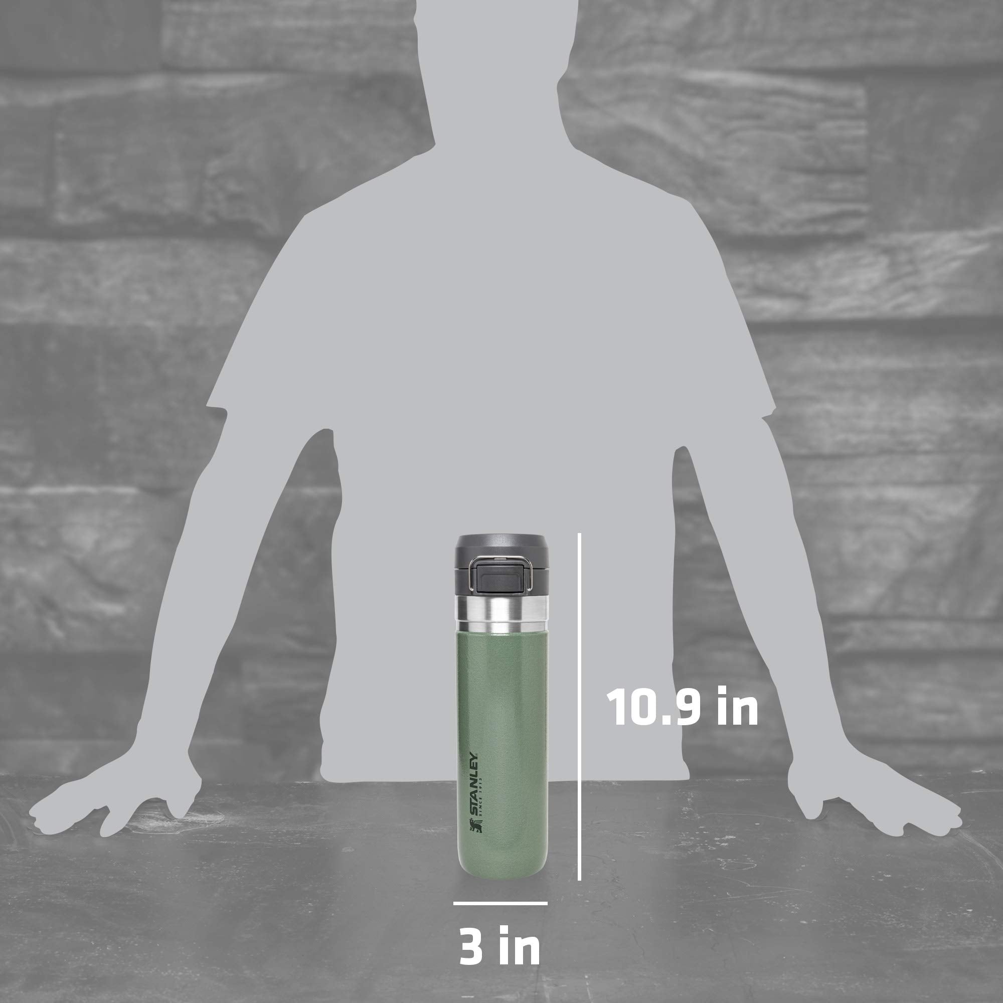 Stanley Quick Flip GO Water Bottle 24 oz | Push Button Lid | Leakproof and Packable for Travel and Sports | Insulated Stainless Steel | BPA-Free | Charcoal