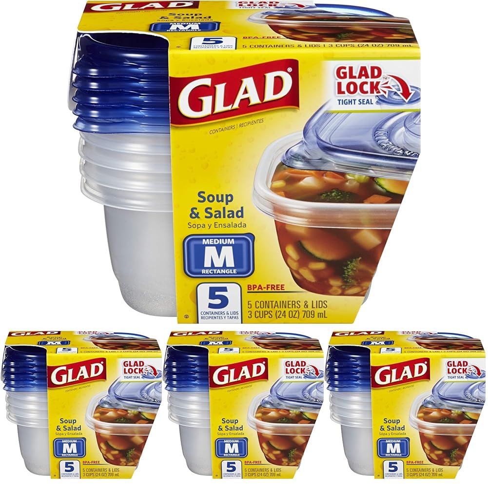 Glad Food Storage Containers, Deep Dish, 64 Ounce, 3 Count
