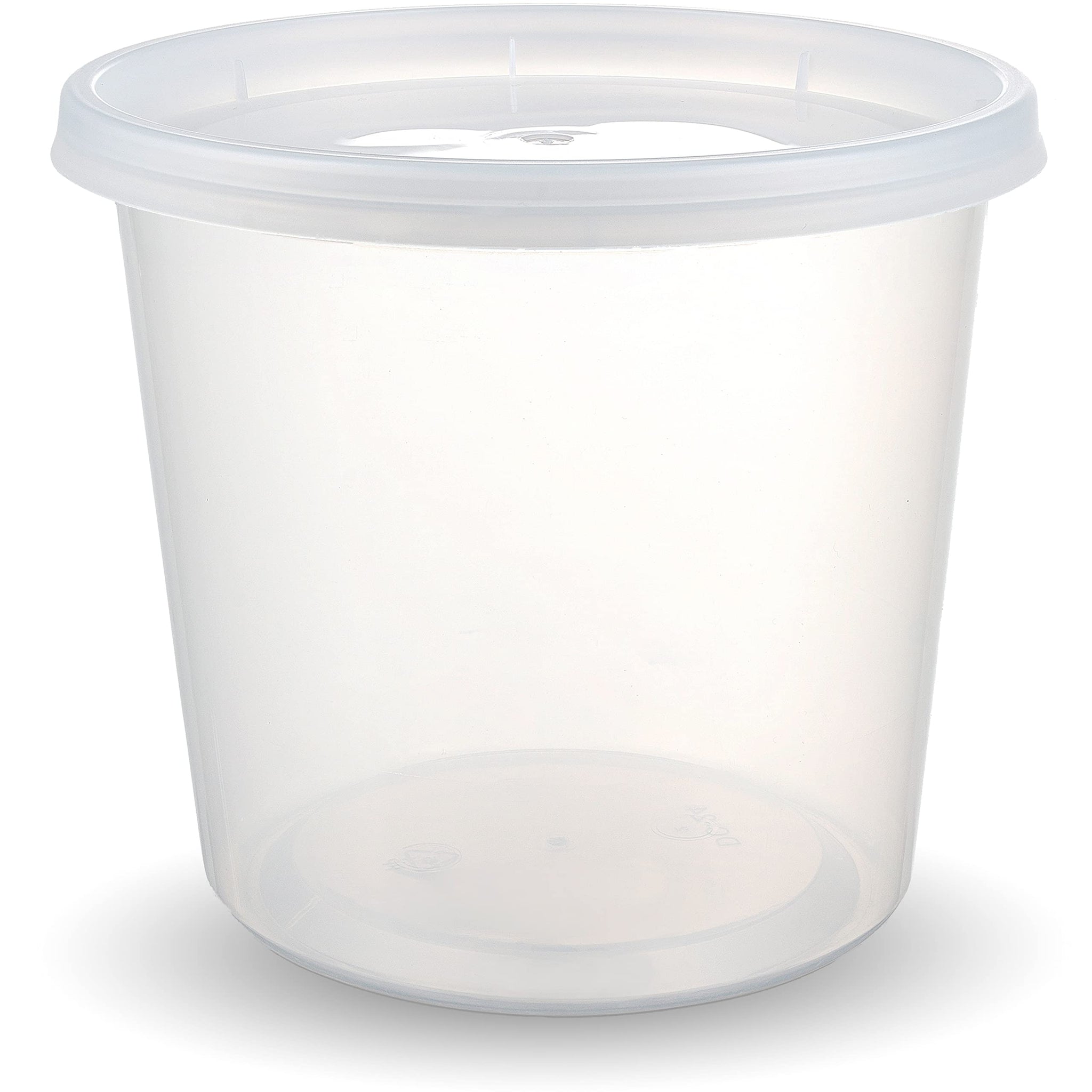 DuraHome - Deli food Storage Containers with Lids 32 oz, Quart Pack of 24 Leak-proof Freezer Safe Microwaveable Soup Storage Container - Clear Plastic Premium Quality