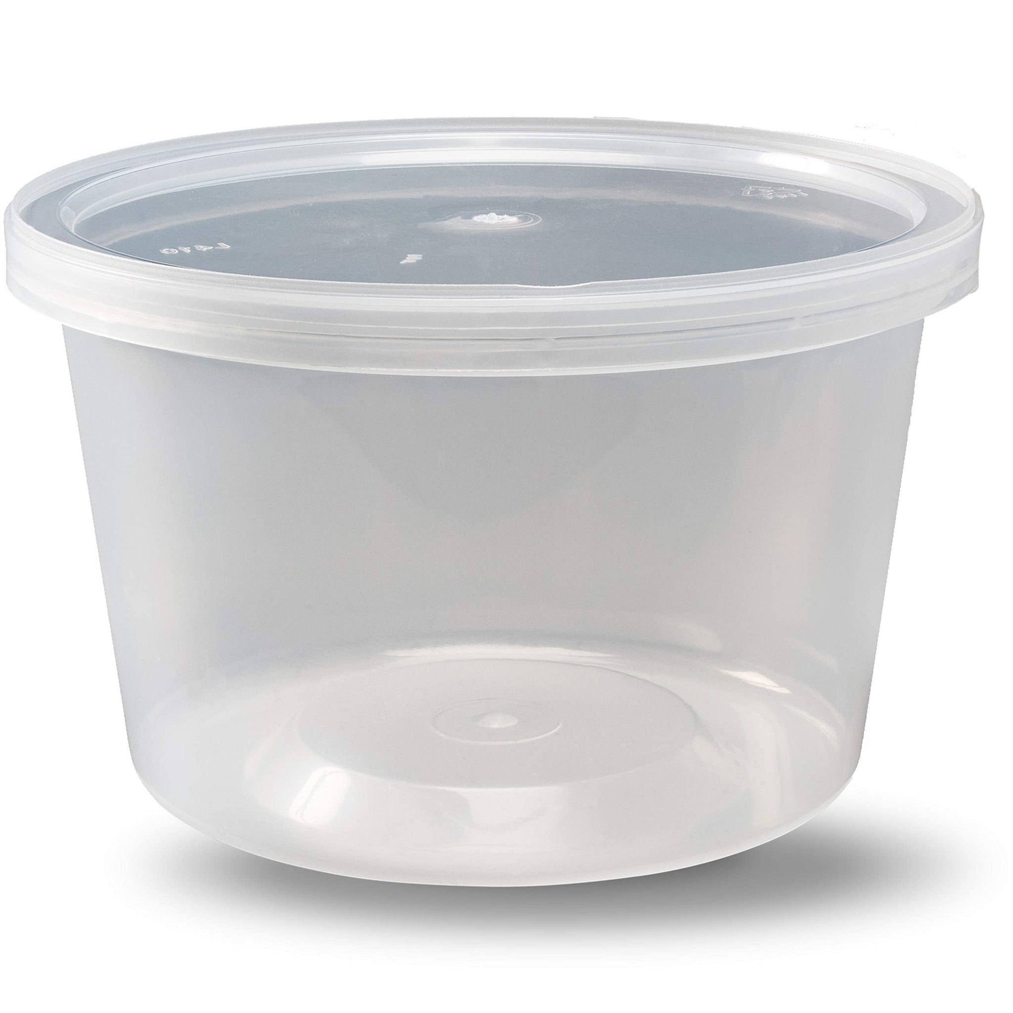 DuraHome - Deli food Storage Containers with Lids 32 oz, Quart Pack of 24 Leak-proof Freezer Safe Microwaveable Soup Storage Container - Clear Plastic Premium Quality
