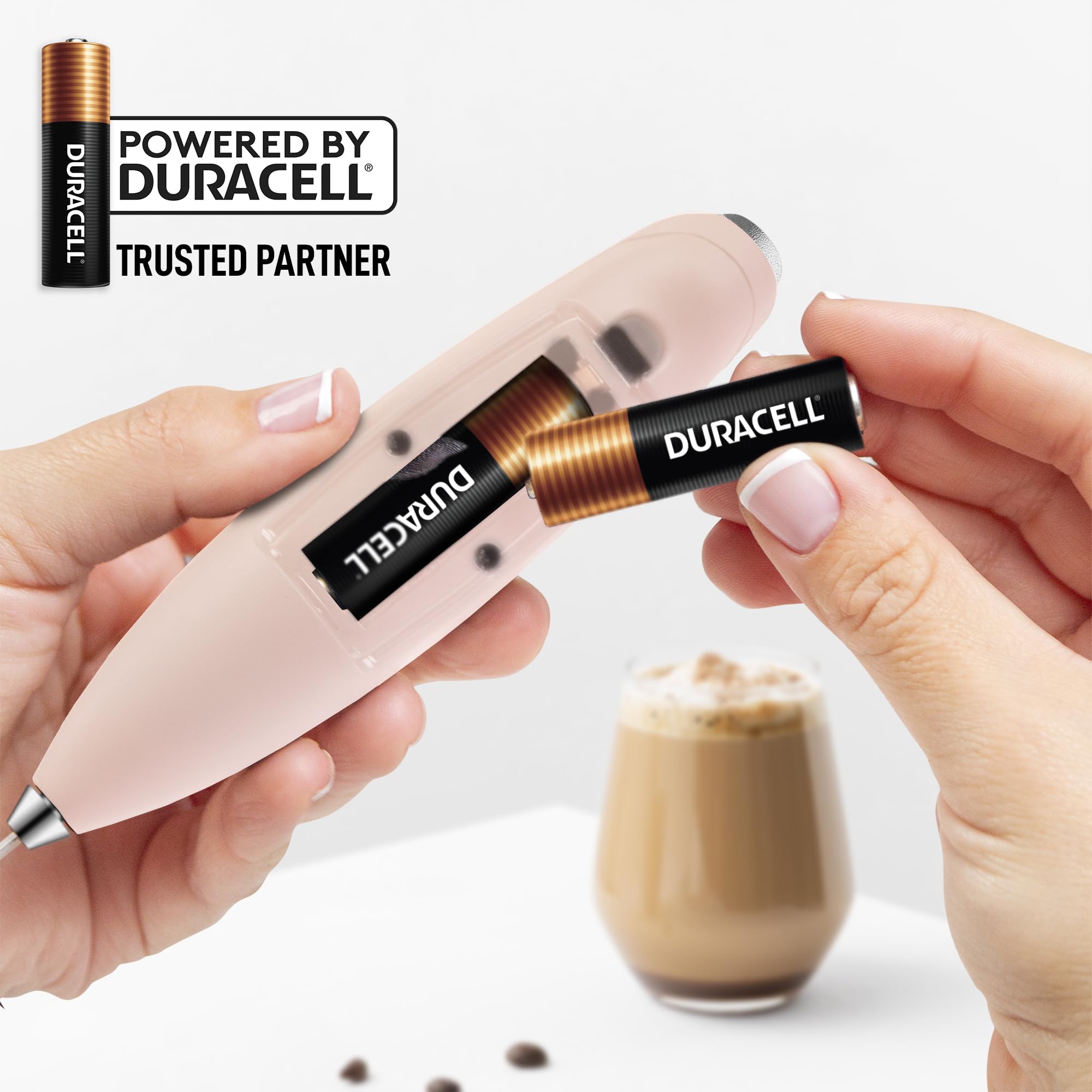 Zulay Kitchen Powerful Milk Frother Wand With 2 Duracell Batteries - Ultra Fast Handheld Drink Mixer - Electric Whisk Foam Maker for Coffee, Lattes, Cappuccino, Matcha, Hot Chocolate & Creamer - Black