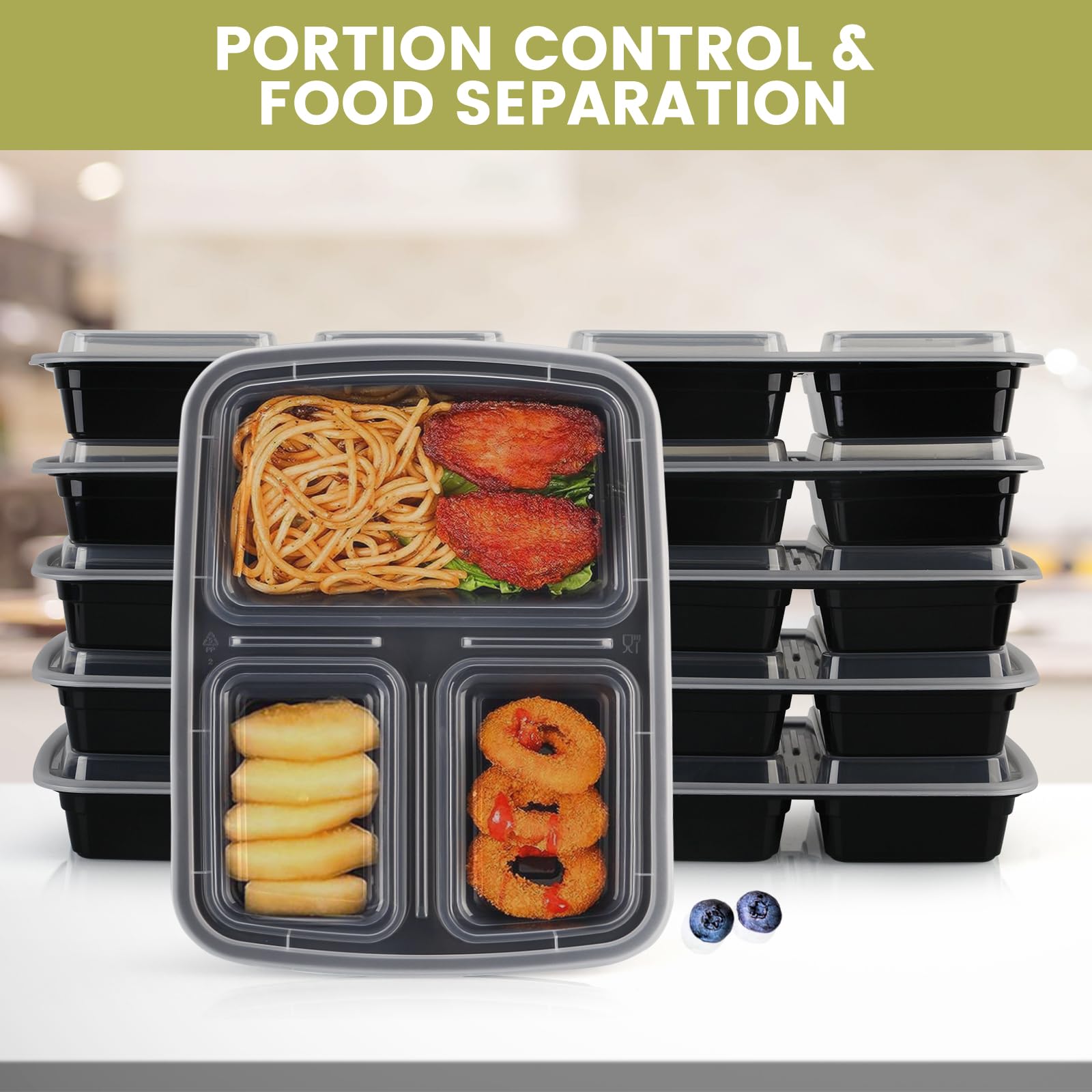Ezalia 15 Pack- Meal Prep Containers 32oz, Plastic Food Prep Containers Reusable, Leakproof To Go Food Containers with Lids, BPA-Free, Microwave/Dishwasher/Freezer Safe