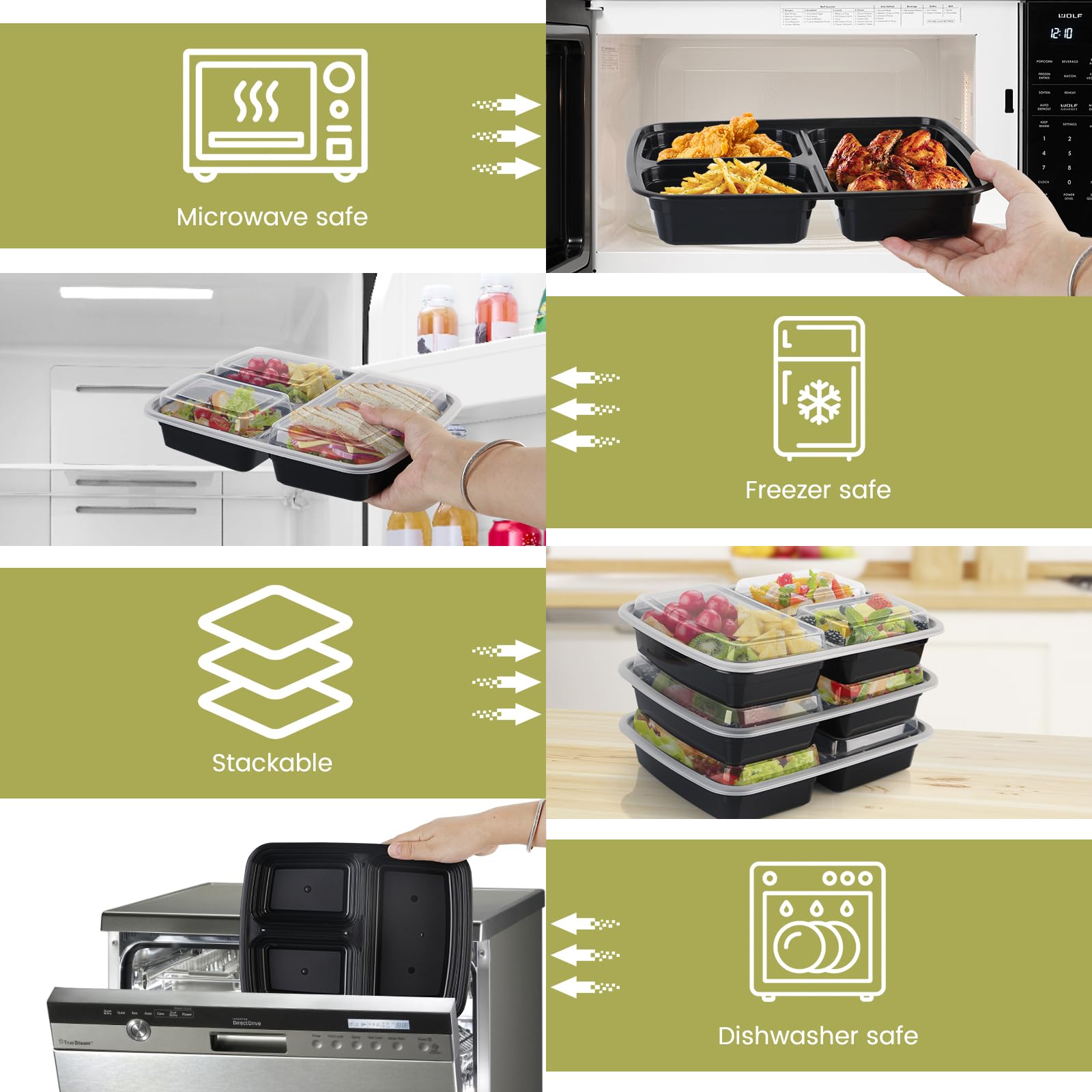 Ezalia 15 Pack- Meal Prep Containers 32oz, Plastic Food Prep Containers Reusable, Leakproof To Go Food Containers with Lids, BPA-Free, Microwave/Dishwasher/Freezer Safe