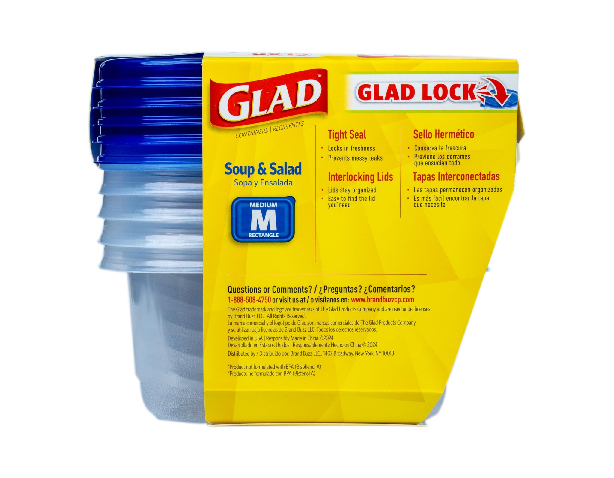 Glad Food Storage Containers, Deep Dish, 64 Ounce, 3 Count