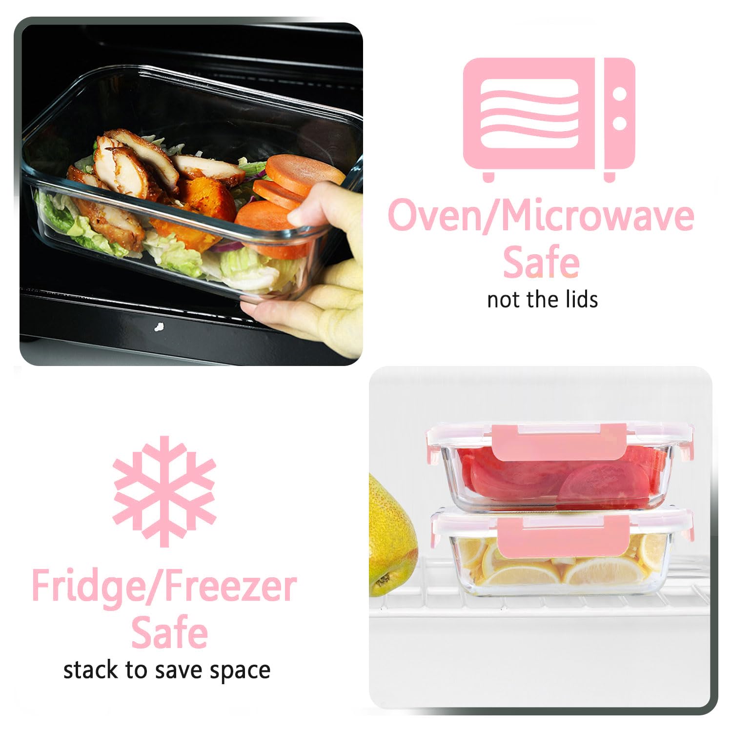 [10-Pack] Glass Meal Prep Containers with Lids, MCIRCO Food Storage Containers with Snap Locking Lids, Airtight Lunch Containers, Microwave, Oven, Freezer and Dishwasher