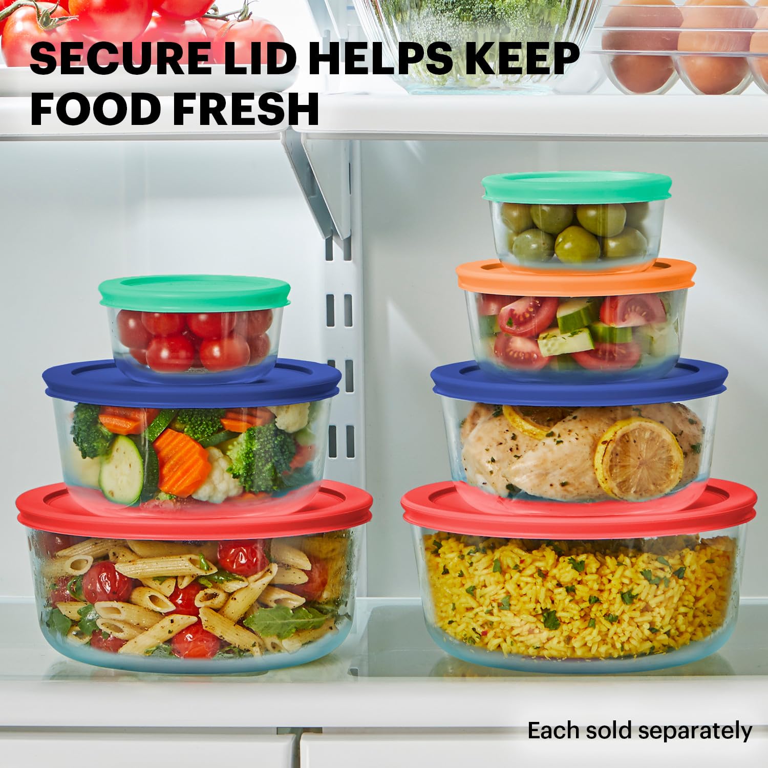 Pyrex Simply Store (12-Pack) Glass Food Storage Containers Set, (1, 2, & 3 Cup) Meal Prep Containers With BPA-Free Lids, Dishwasher & Microwave Safe
