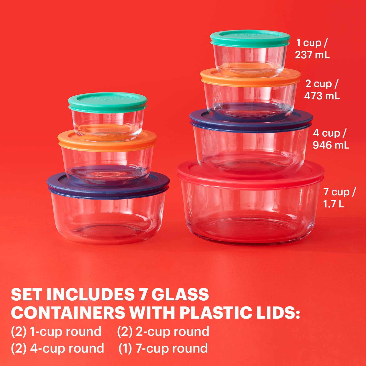 Pyrex Simply Store (12-Pack) Glass Food Storage Containers Set, (1, 2, & 3 Cup) Meal Prep Containers With BPA-Free Lids, Dishwasher & Microwave Safe