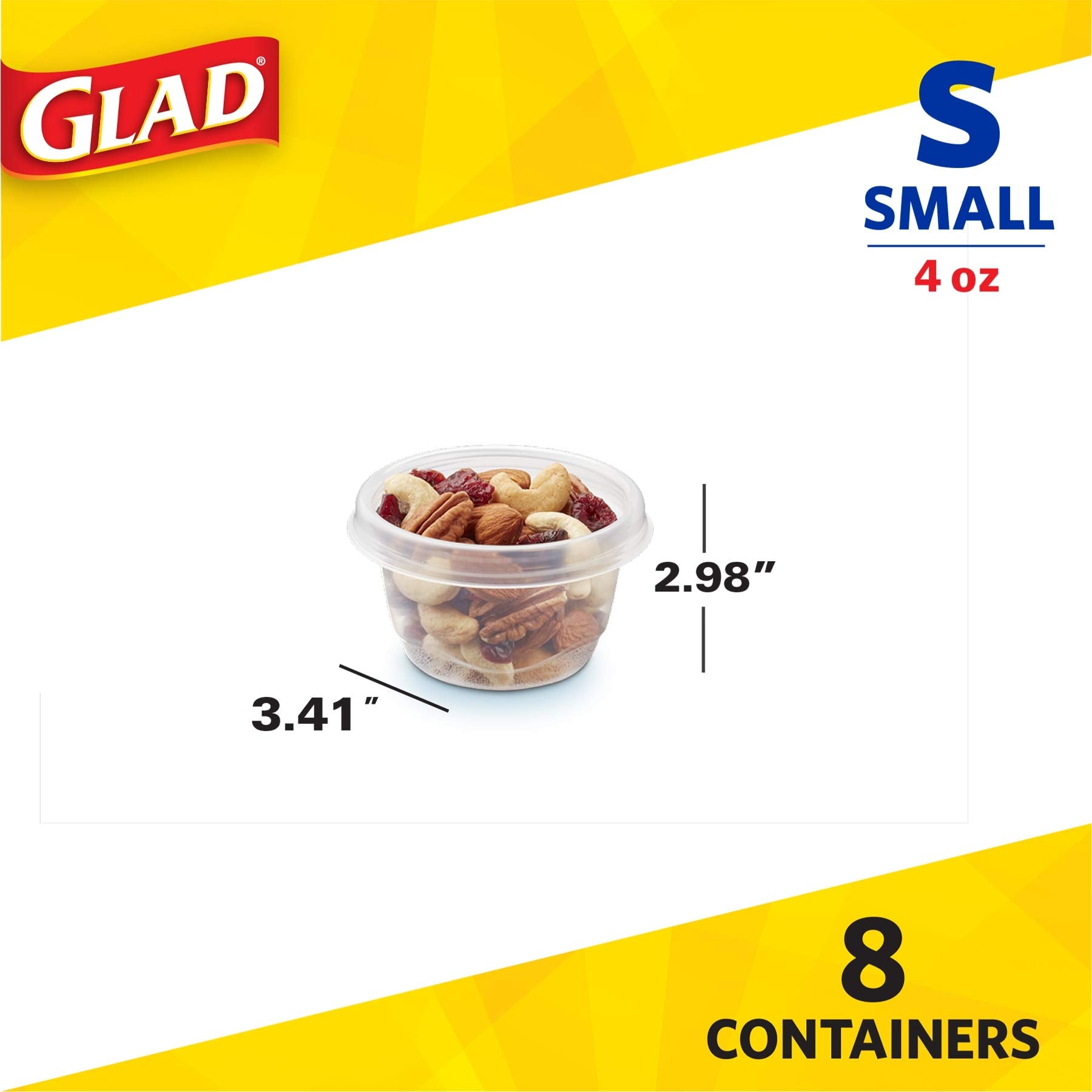 Glad Food Storage Containers, Deep Dish, 64 Ounce, 3 Count
