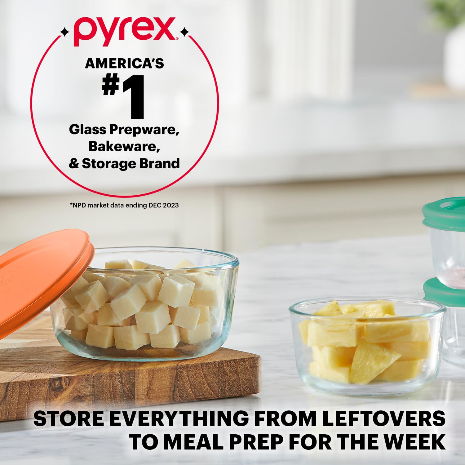 Pyrex Simply Store (12-Pack) Glass Food Storage Containers Set, (1, 2, & 3 Cup) Meal Prep Containers With BPA-Free Lids, Dishwasher & Microwave Safe
