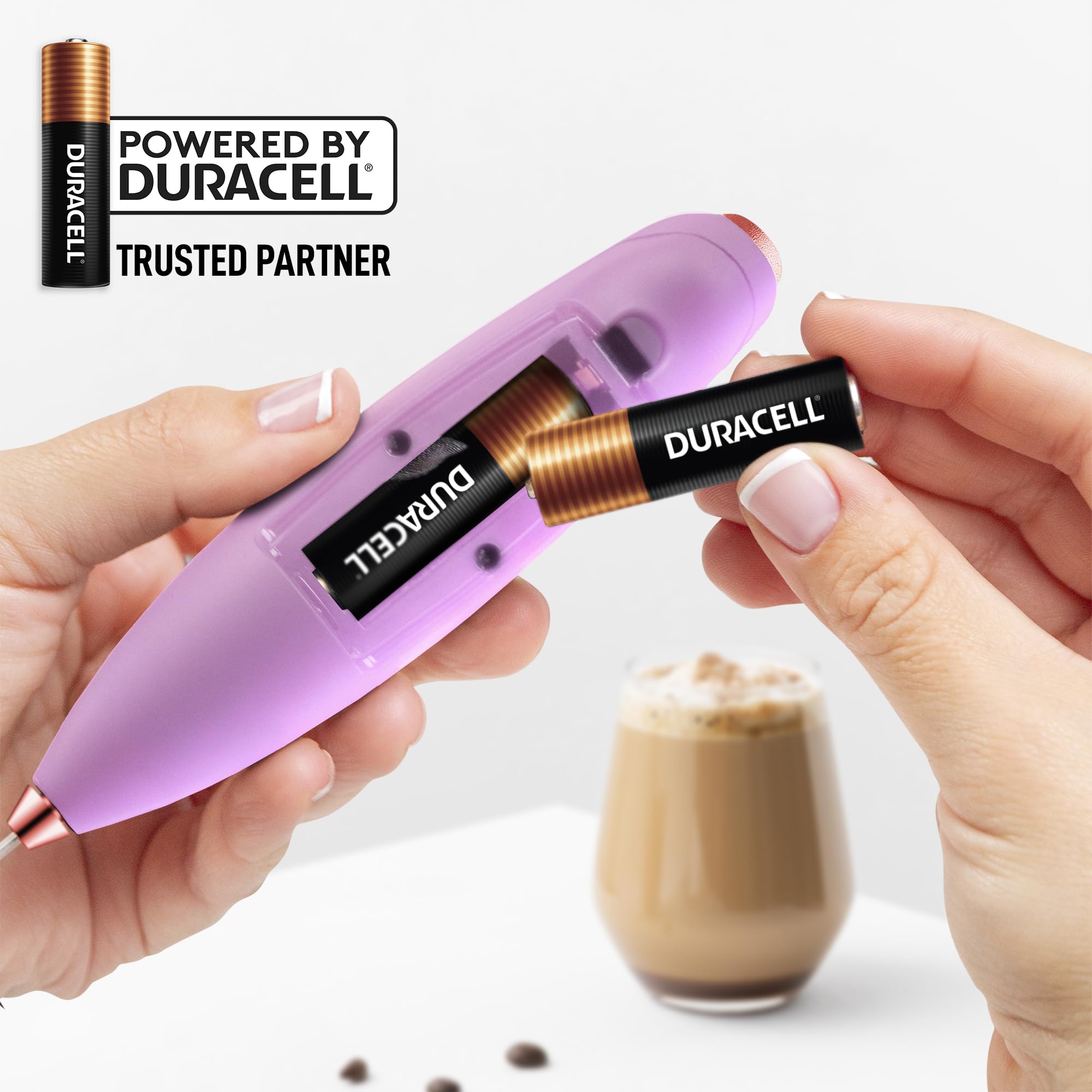 Zulay Kitchen Powerful Milk Frother Wand With 2 Duracell Batteries - Ultra Fast Handheld Drink Mixer - Electric Whisk Foam Maker for Coffee, Lattes, Cappuccino, Matcha, Hot Chocolate & Creamer - Black