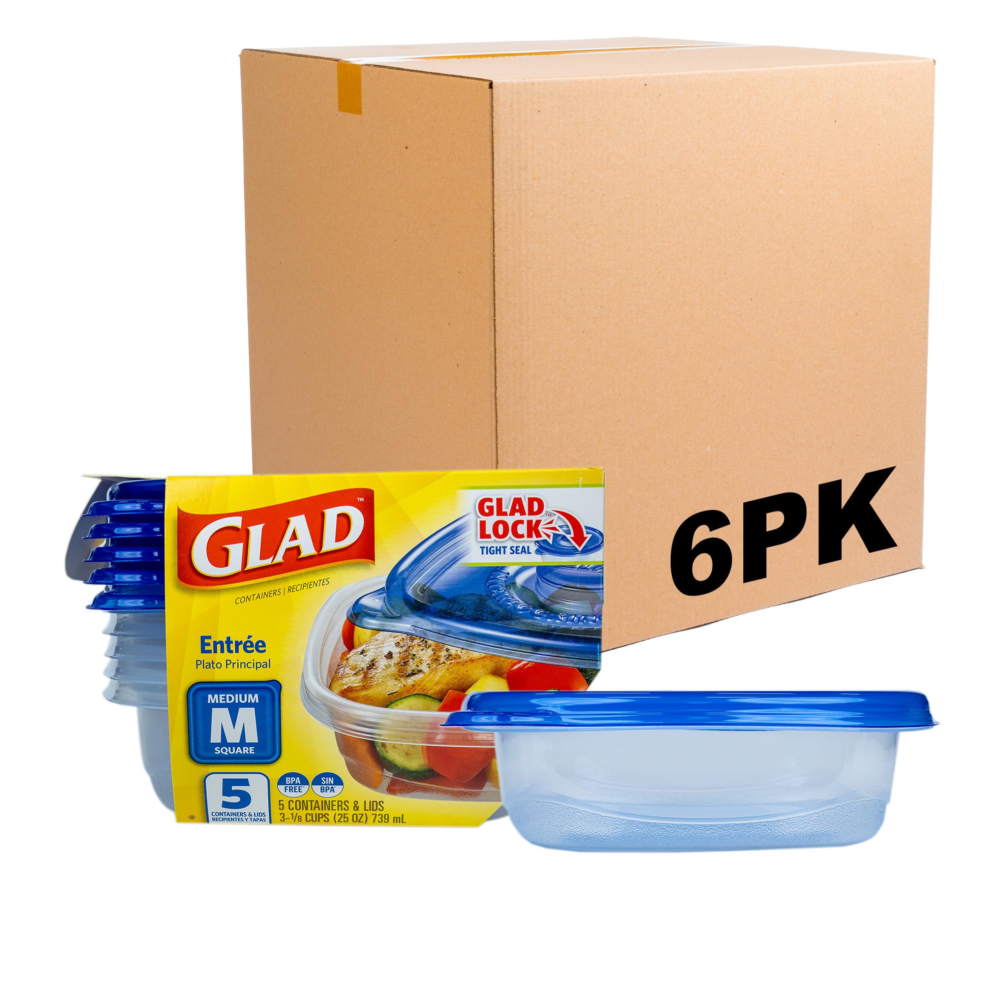 Glad Food Storage Containers, Deep Dish, 64 Ounce, 3 Count