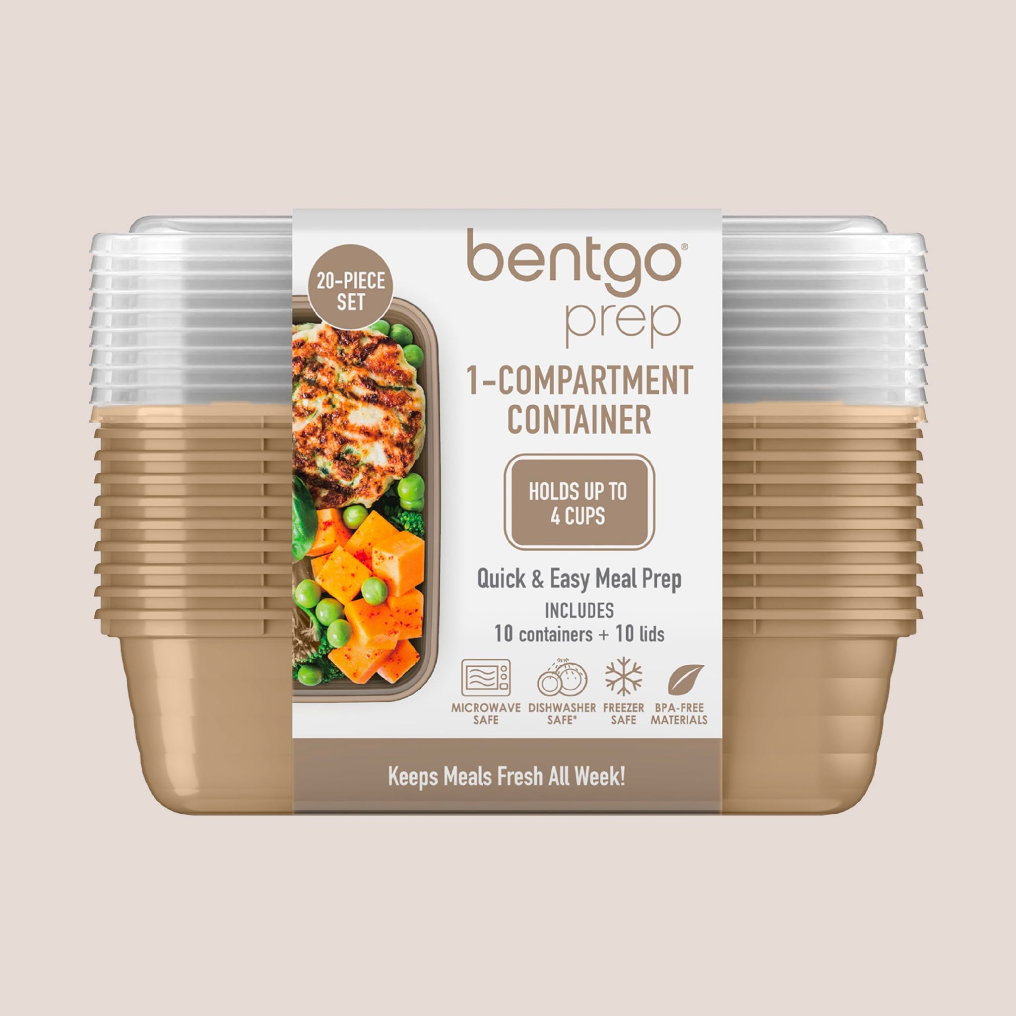 Bentgo 20-Piece Lightweight, Durable, Reusable BPA-Free 1-Compartment Containers - Microwave, Freezer, Dishwasher Safe - Mint