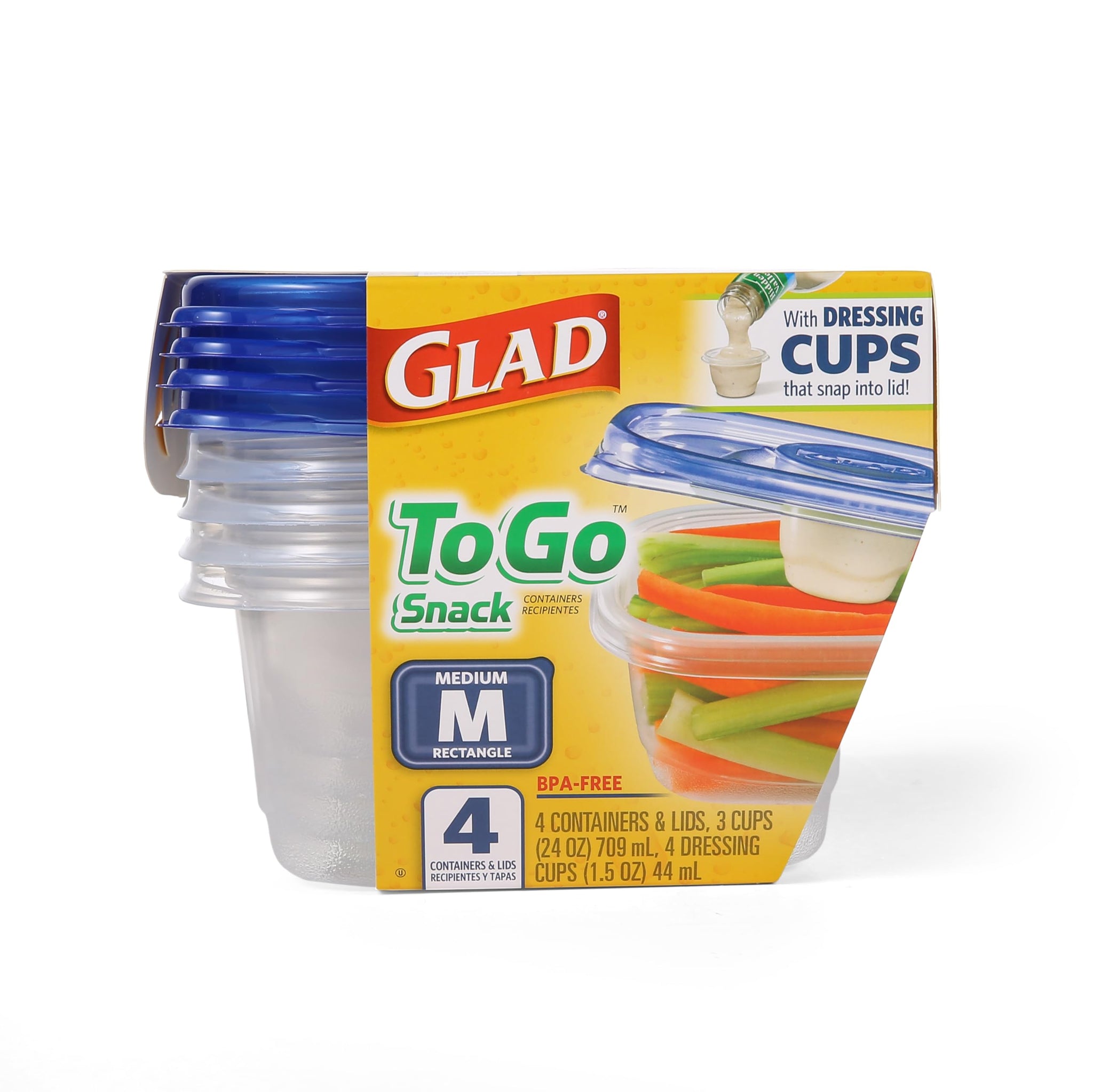 Glad Food Storage Containers, Deep Dish, 64 Ounce, 3 Count