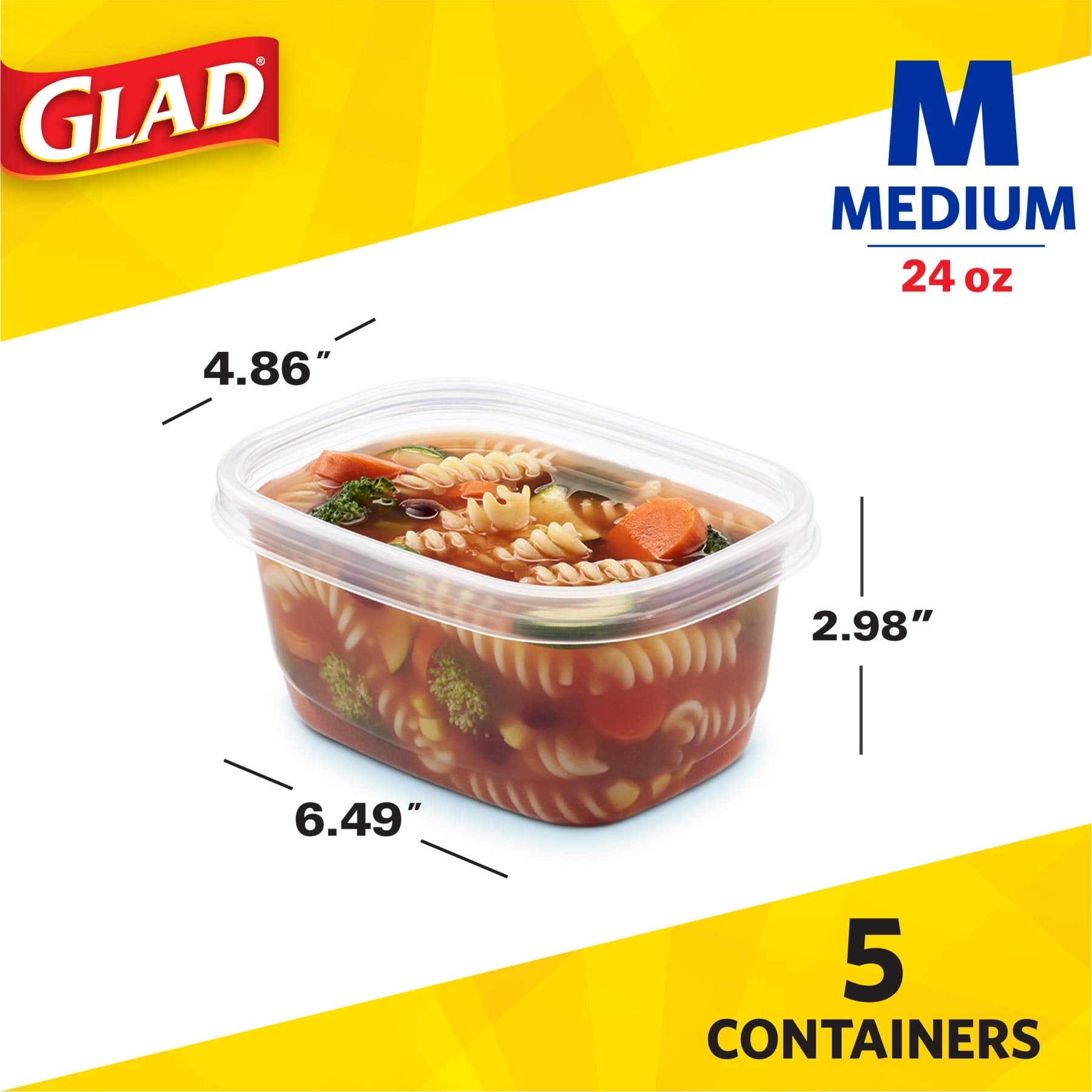 Glad Food Storage Containers, Deep Dish, 64 Ounce, 3 Count